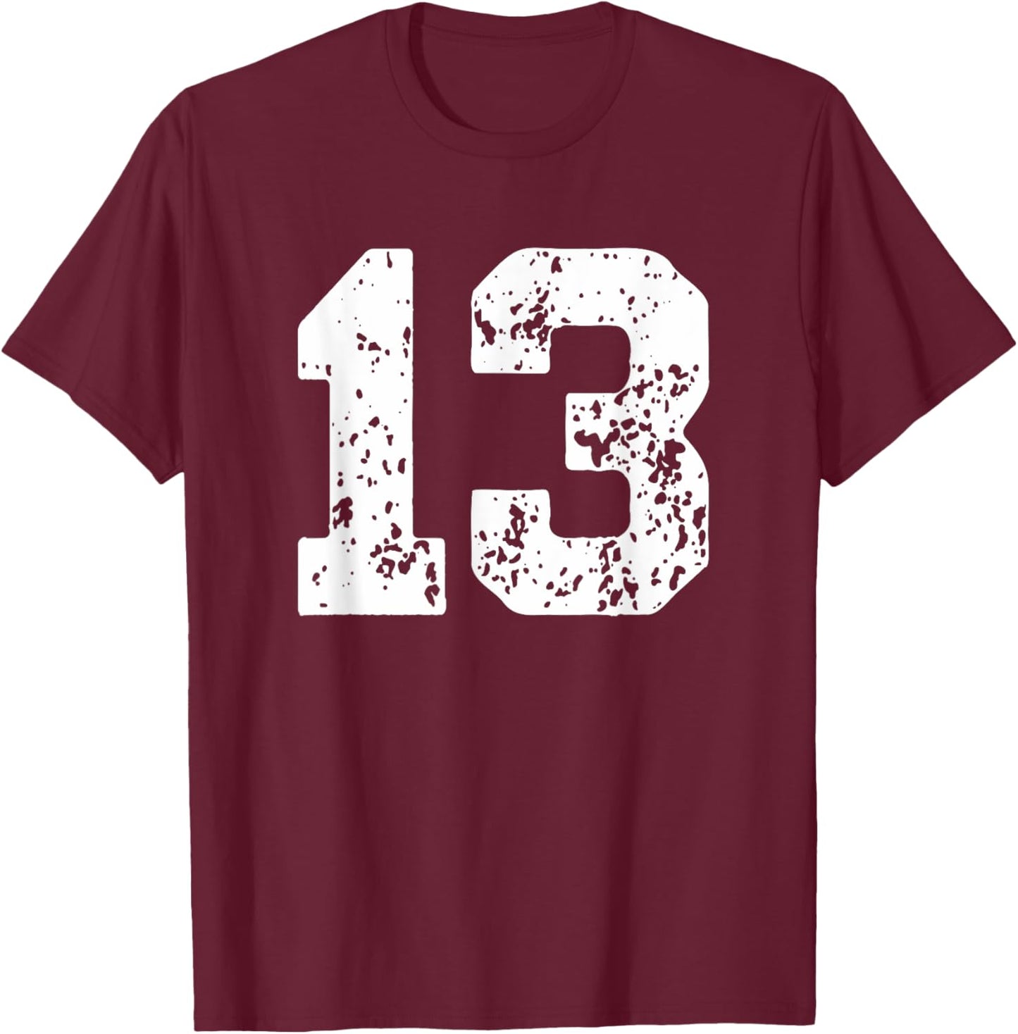 Number 13 White Best Classic College Style Birthday Funny T-Shirt - T-Shirt | Maroon