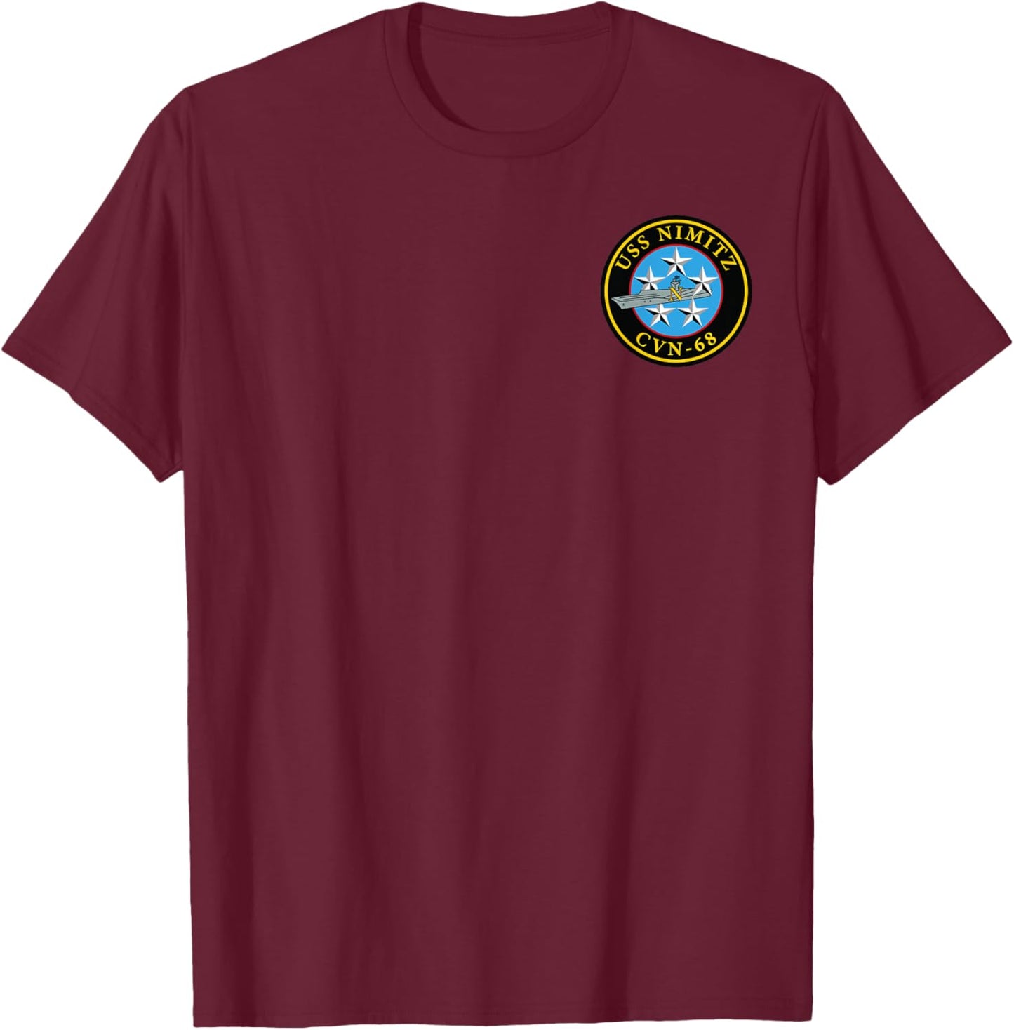 USS Nimitz CVN-68 Aircraft Carrier Veteran Flag Veterans Day T-Shirt - T-Shirt | Maroon