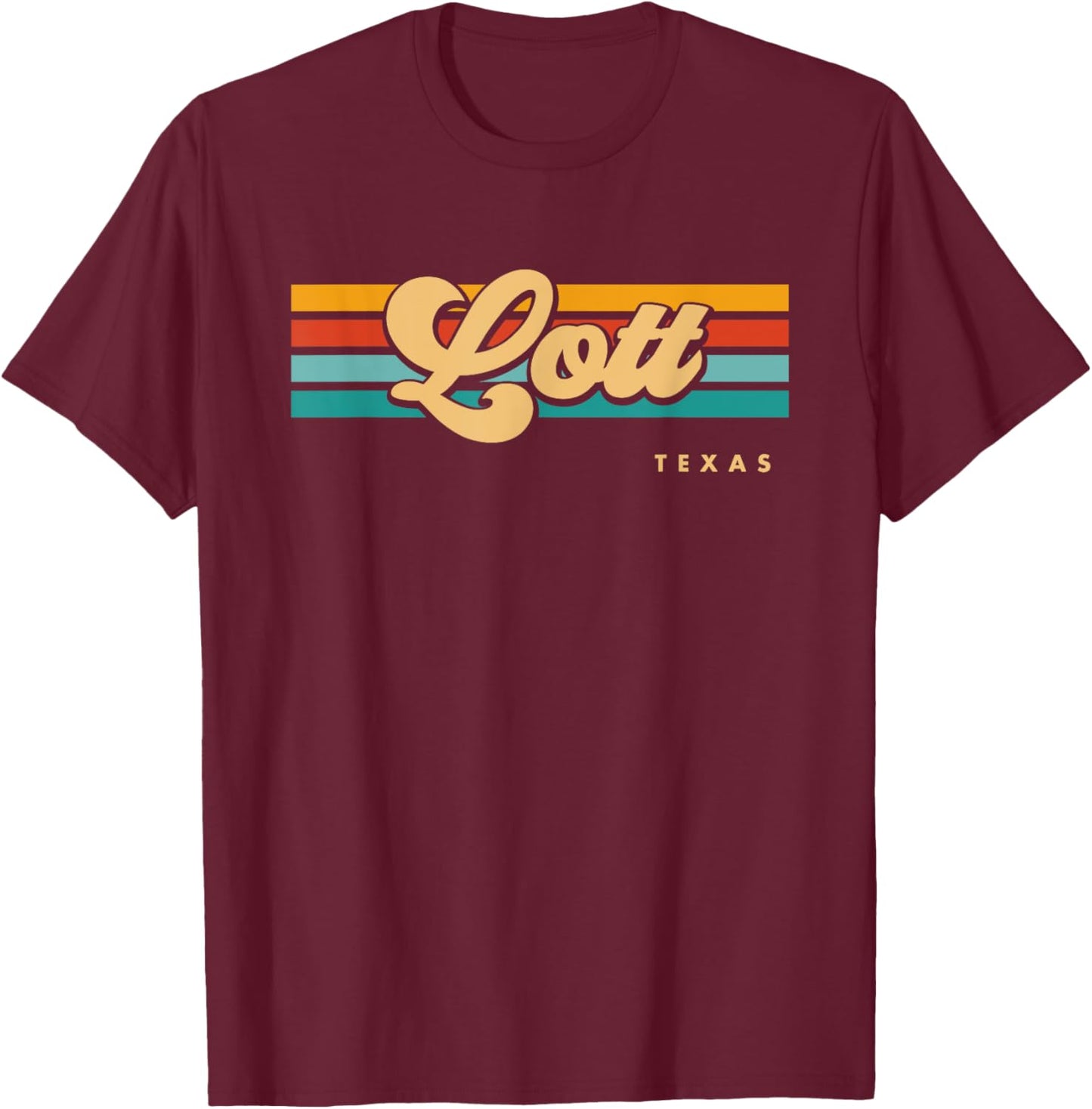 Vintage Sunset Stripes Lott, Texas T-Shirt - T-Shirt | Maroon