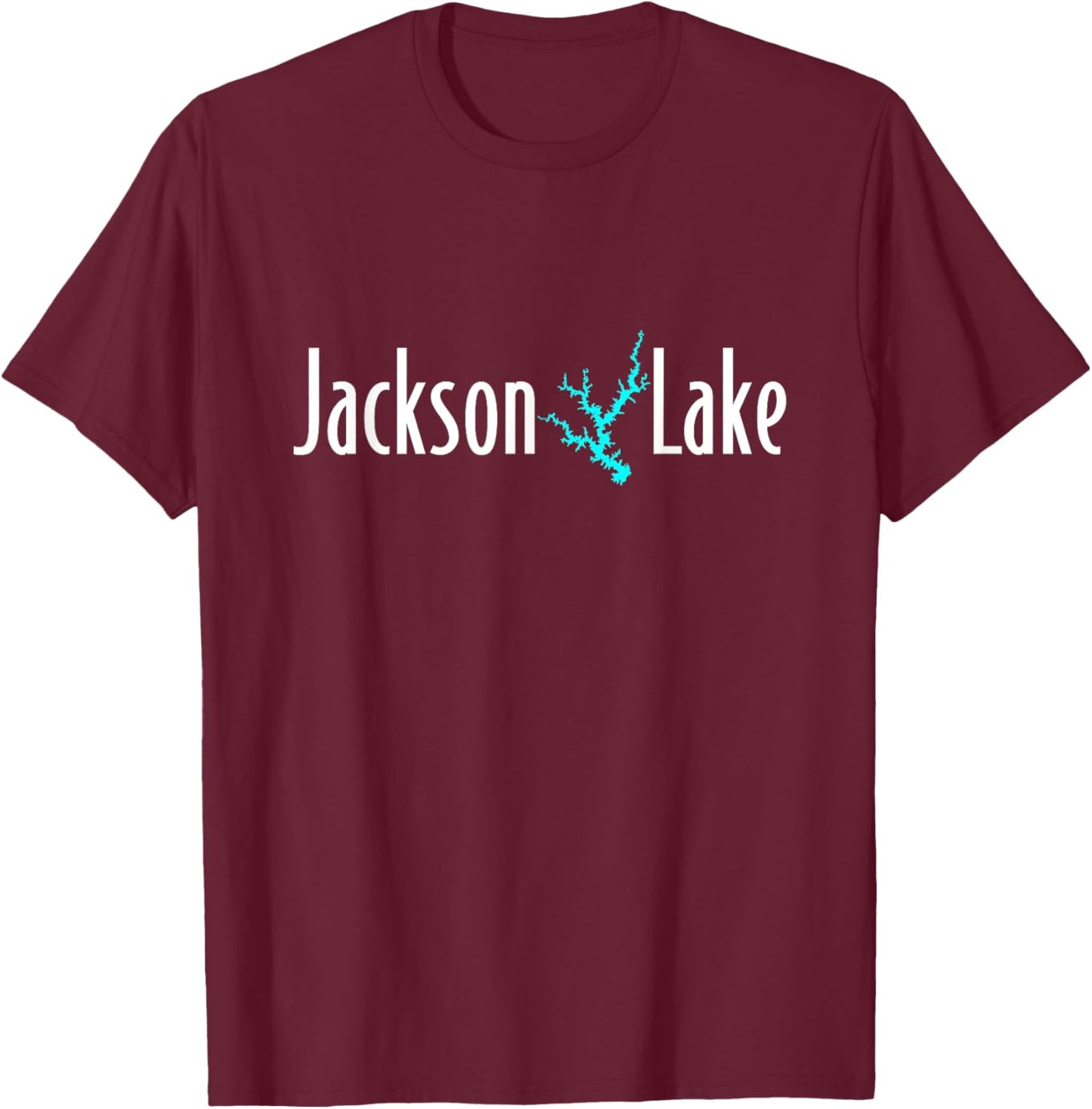Minimalist Jackson Lake - Georgia T-Shirt - T-Shirt | Maroon