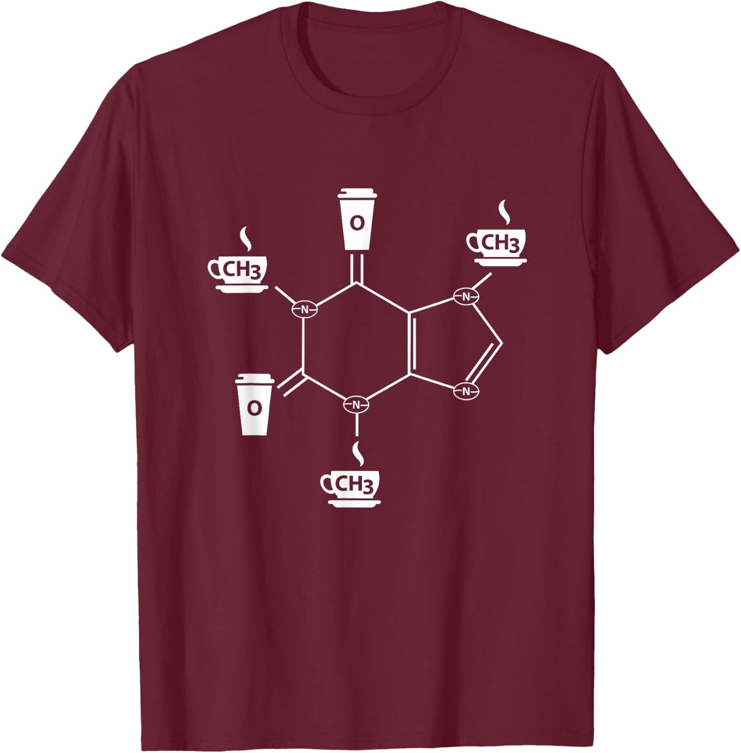 Caffeine Molecule Barista T-Shirt - T-Shirt | Maroon