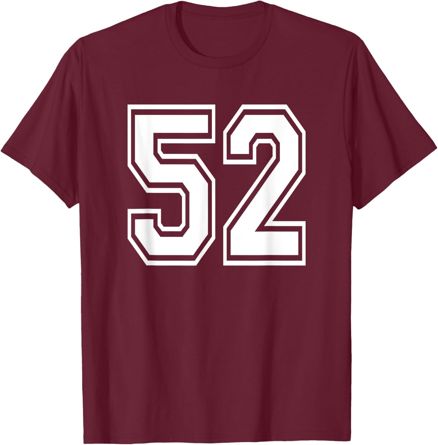 Number 52 52nd Birthday Gift Player Team Numbered Jersey T-Shirt - T-Shirt | Maroon