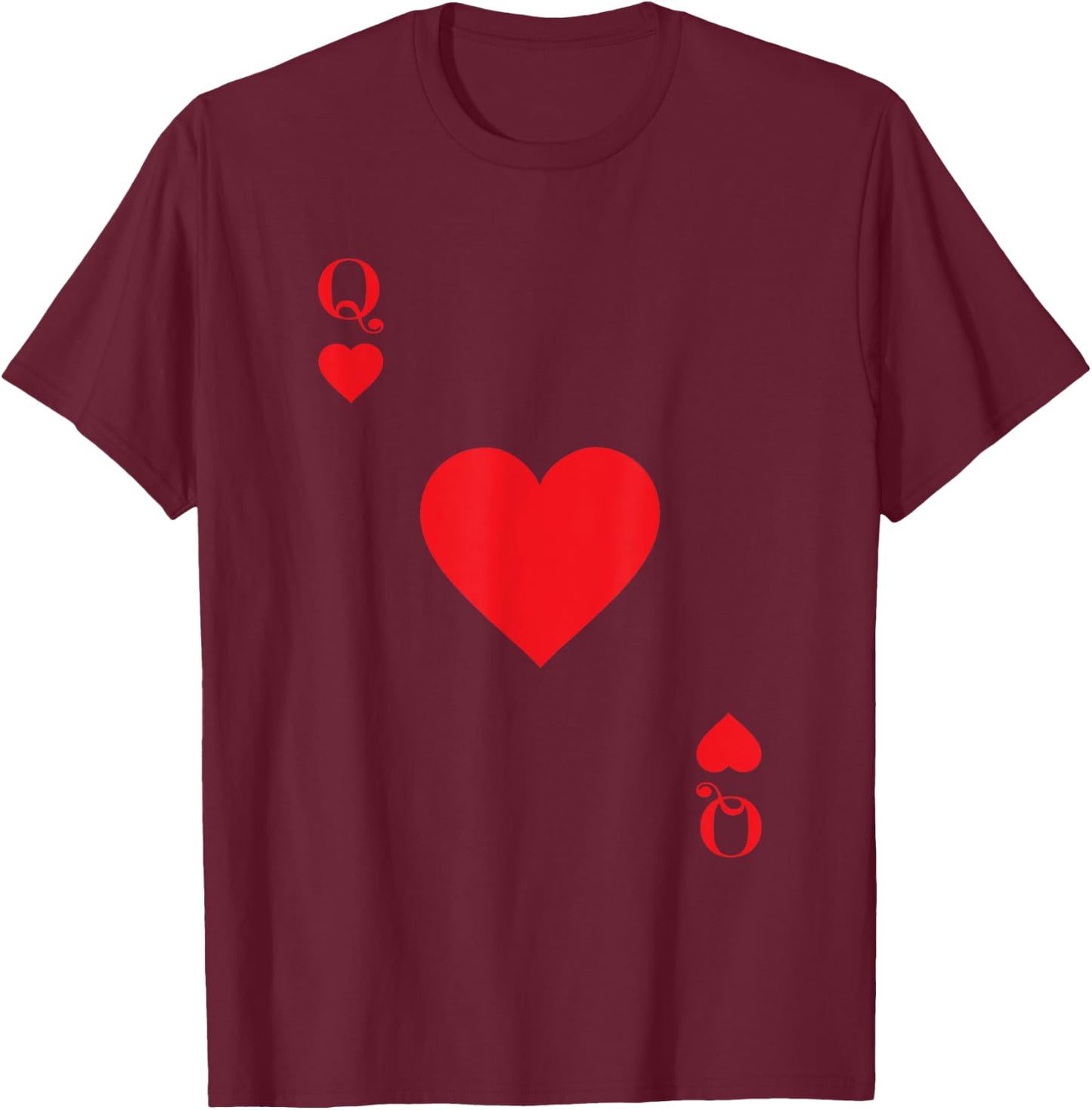 Queen Hearts Shirt Women Girls Poker Playing Cards Queen T-Shirt - T-Shirt | Maroon