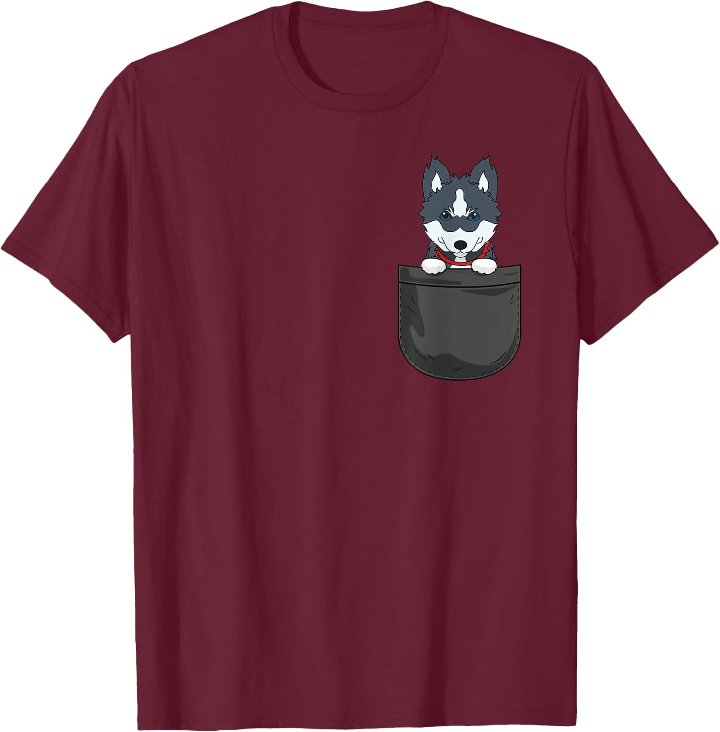 Pomsky Mama Dad Dog in Bag Cute Funny Animal T-Shirt - T-Shirt | Maroon