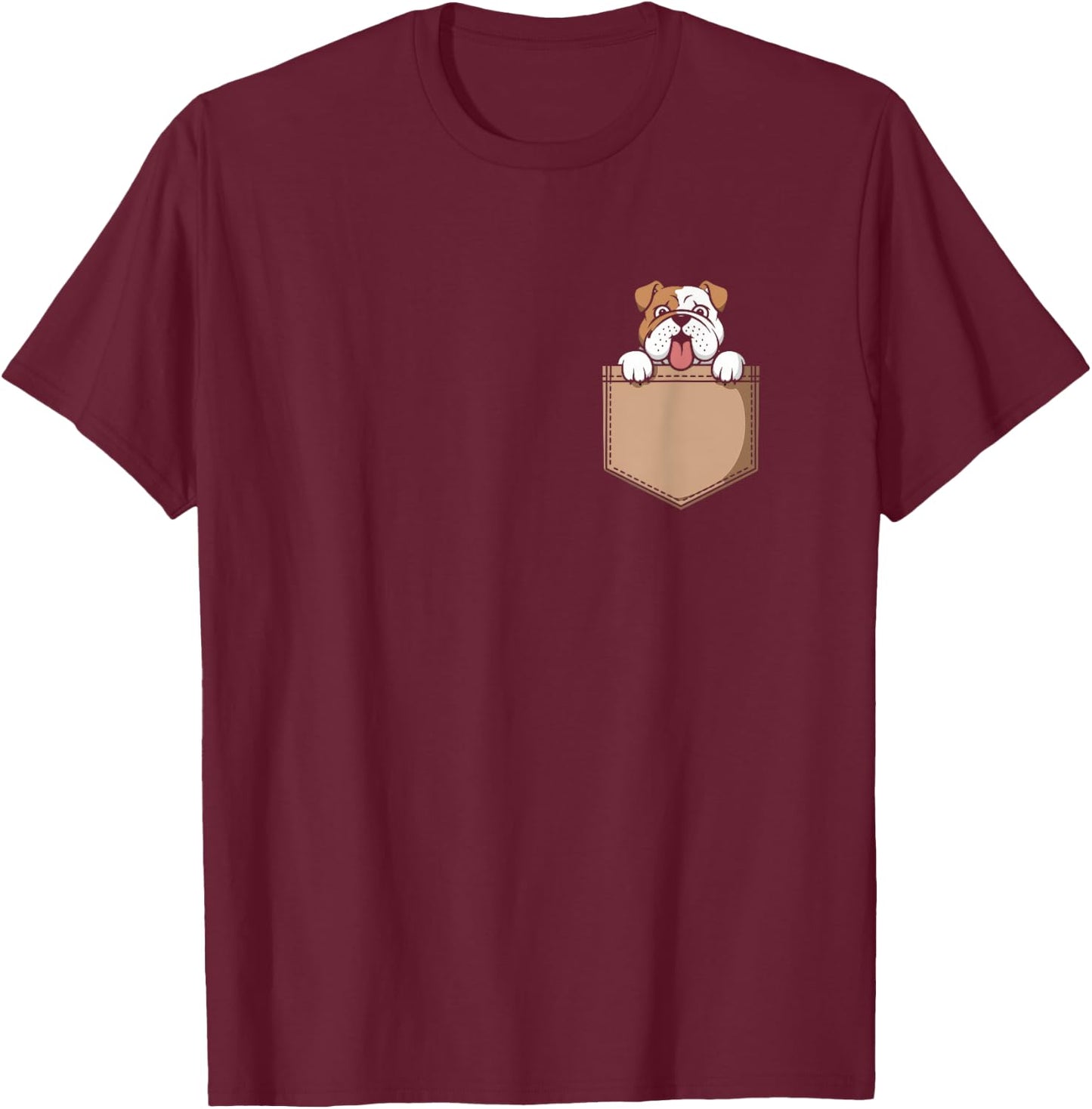 Bulldogs In Pocket Dog Owner Cute Puppy Lover Women Kids T-Shirt - T-Shirt | Maroon
