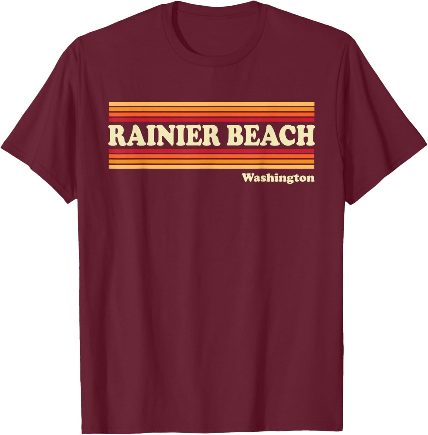 Vintage 1980s Graphic Style Rainier Beach, Washington Men Women T-Shirt - T-Shirt | Maroon