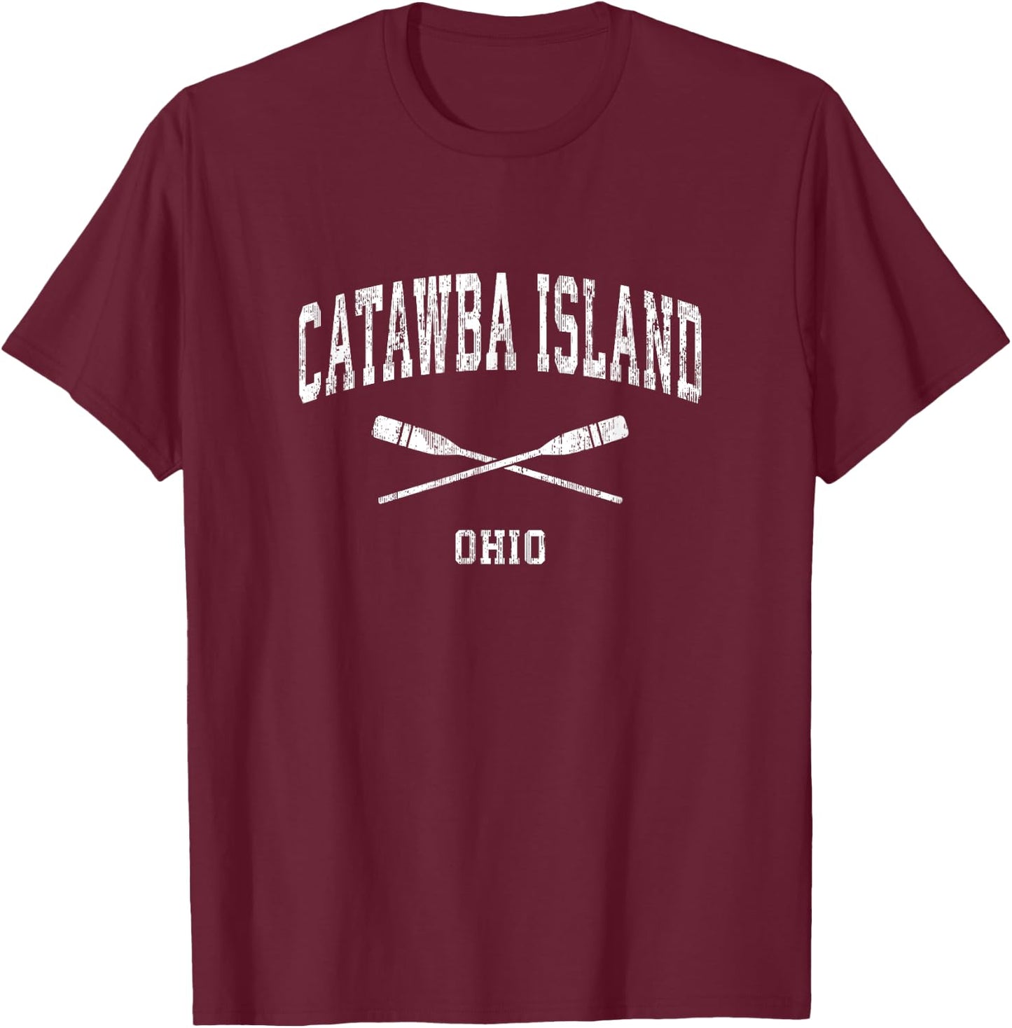 Catawba Island Ohio Vintage Nautical Paddles Sports Oars T-Shirt - T-Shirt | Maroon