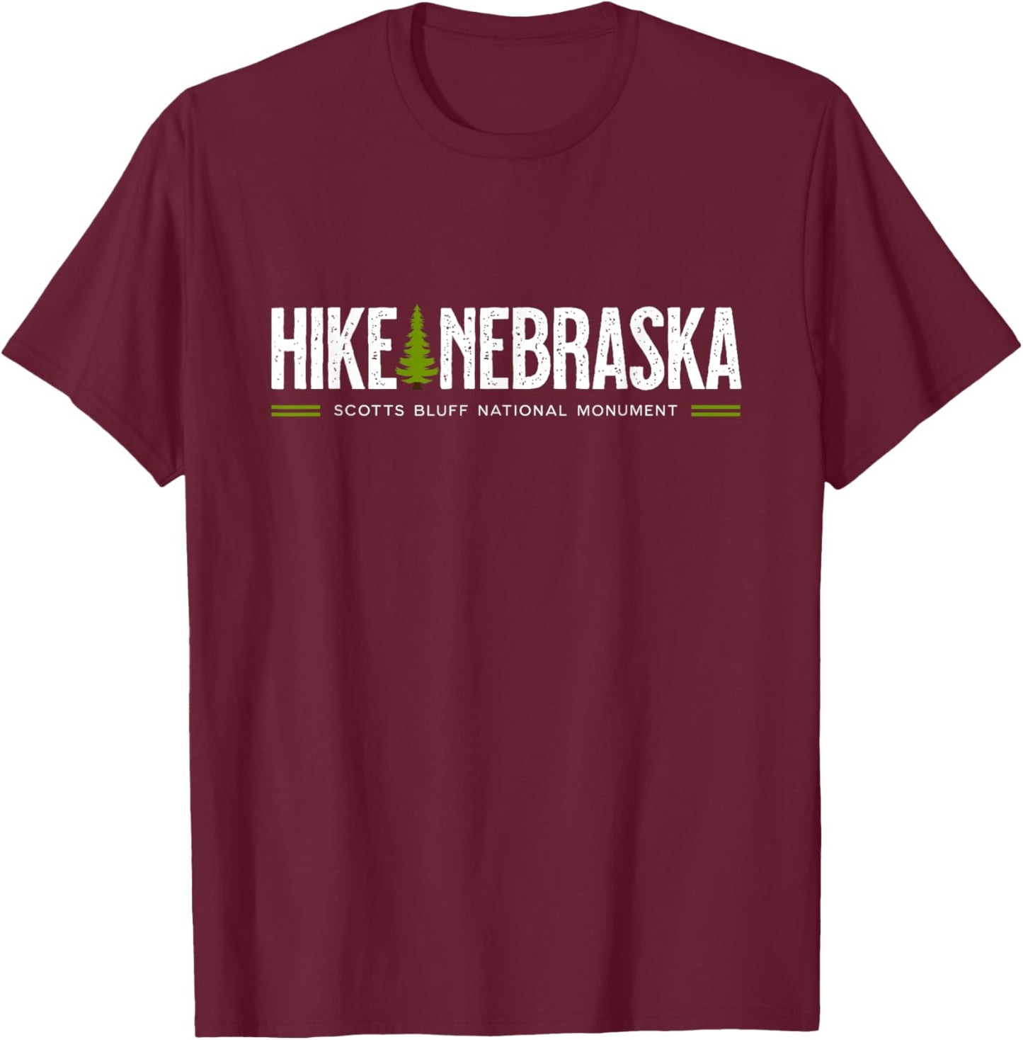 Nebraska Scotts Bluff Monument Hike Tree Retro Graphic T-Shirt - T-Shirt | Maroon