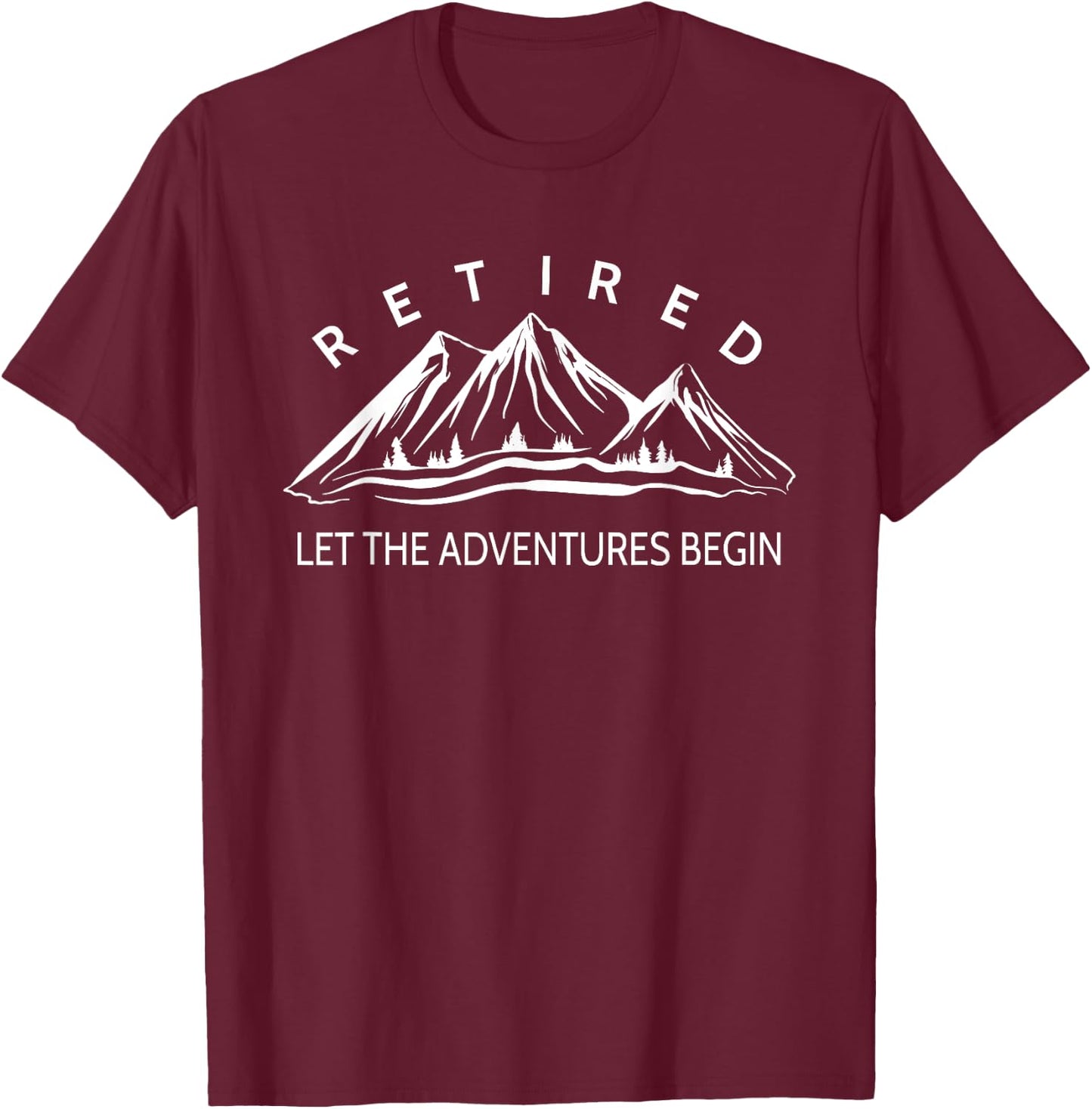 Retired Let The Adventures Begin Mountain T-Shirt - T-Shirt | Maroon