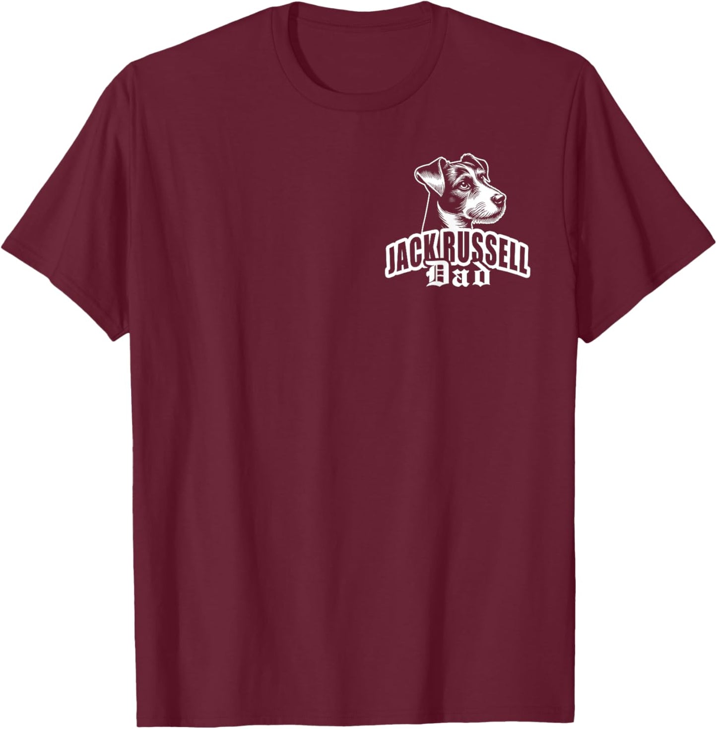 Jack Russell Dad with Cute Dog Head on Chest T-Shirt - T-Shirt | Maroon