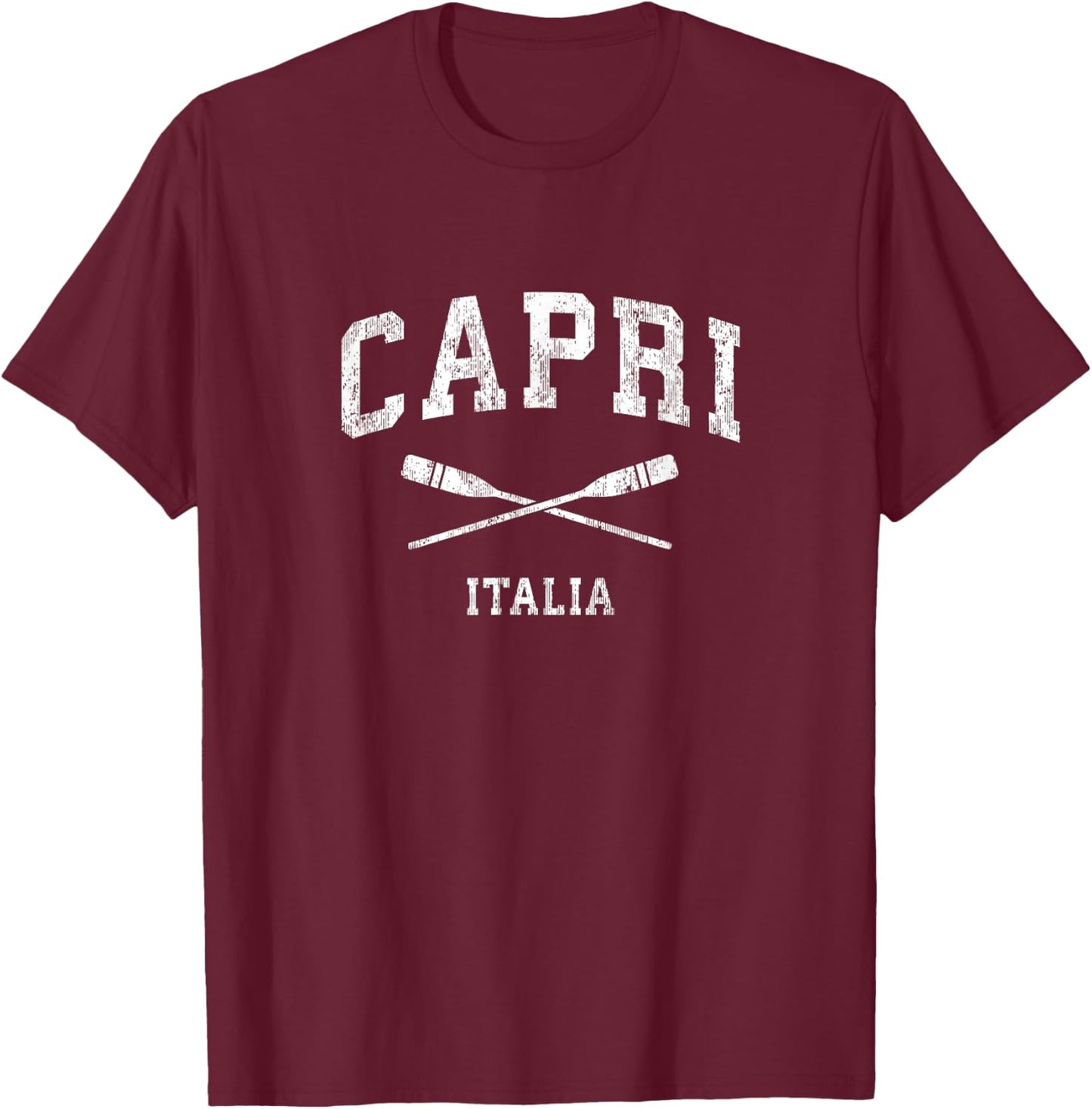 Capri Italy Vintage Nautical Paddles Sports Oars T-Shirt - T-Shirt | Maroon
