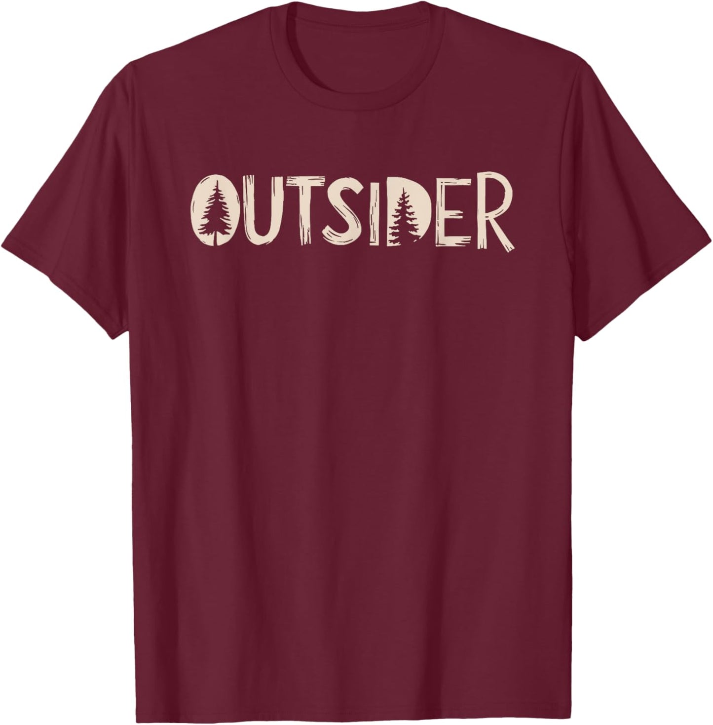 Outsider Mountains Forest Fishing Camping Hiking Wilderness T-Shirt - T-Shirt | Maroon
