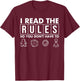 Funny I Read The Rules So You Don't Have to Board Game Gift T-Shirt - T-Shirt | Maroon