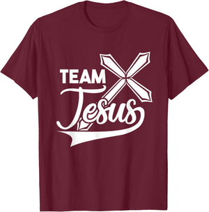 Sport Team Jesus Christian Faith Cross Christ Rise-Up T-Shirt - T-Shirt | Maroon