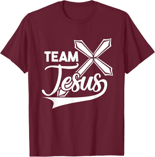 Sport Team Jesus Christian Faith Cross Christ Rise-Up T-Shirt - T-Shirt | Maroon