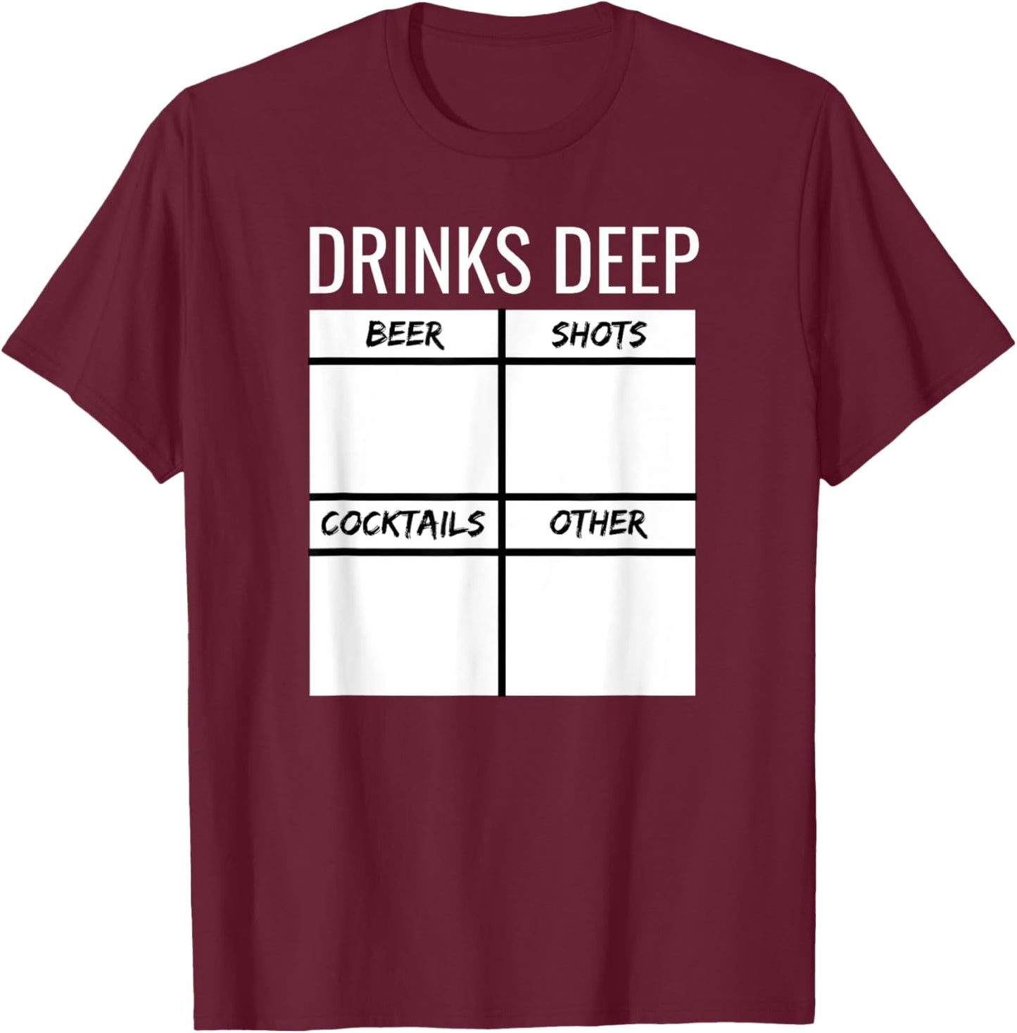 Bachelor Party Drinks Deep Drinking Tally Chart Beer Drinker T-Shirt - T-Shirt | Maroon