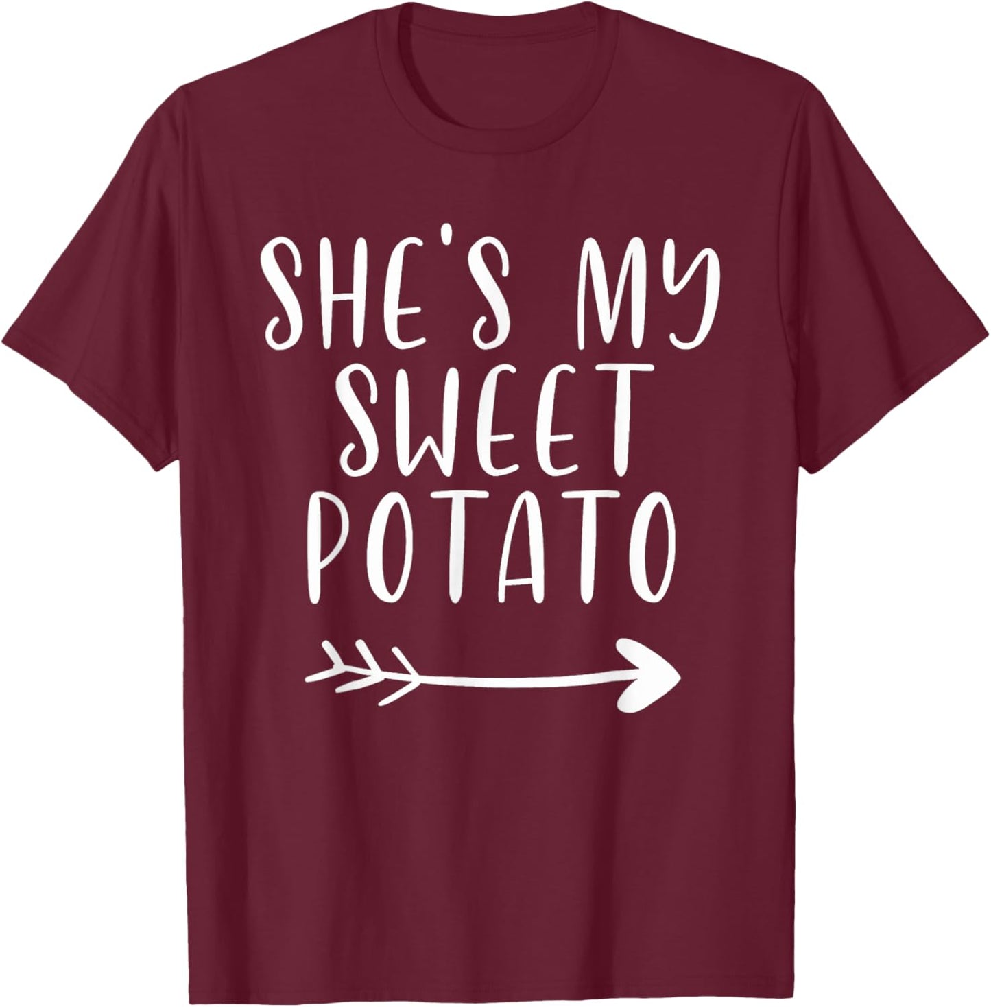 Thanksgiving Matching Couple She's My Sweet Potato I Yam Set T-Shirt - T-Shirt | Maroon