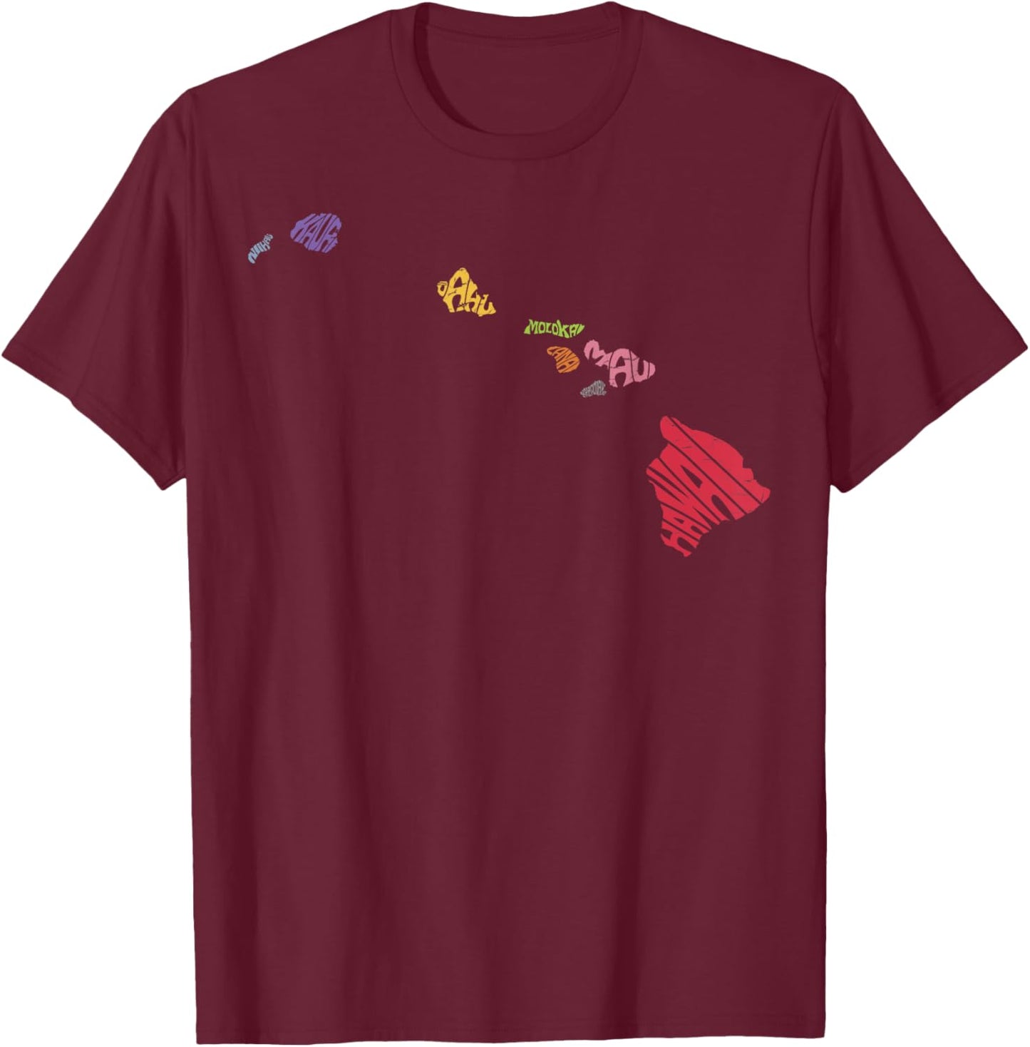 Aloha Hawaii State Map Hawaiian Summer Family Vacation T-Shirt - T-Shirt | Maroon
