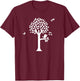Spring Summer Tree With Songbird And Butterflies T-Shirt - T-Shirt | Maroon