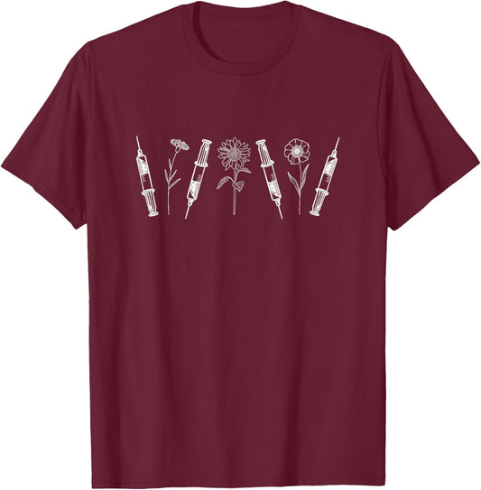 Aesthetic Nurse Injector Floral Nurse Injector T-Shirt - T-Shirt | Maroon