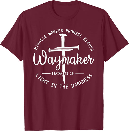 Waymaker Promise Keeper Miracle Worker Christian T-Shirt - T-Shirt | Maroon