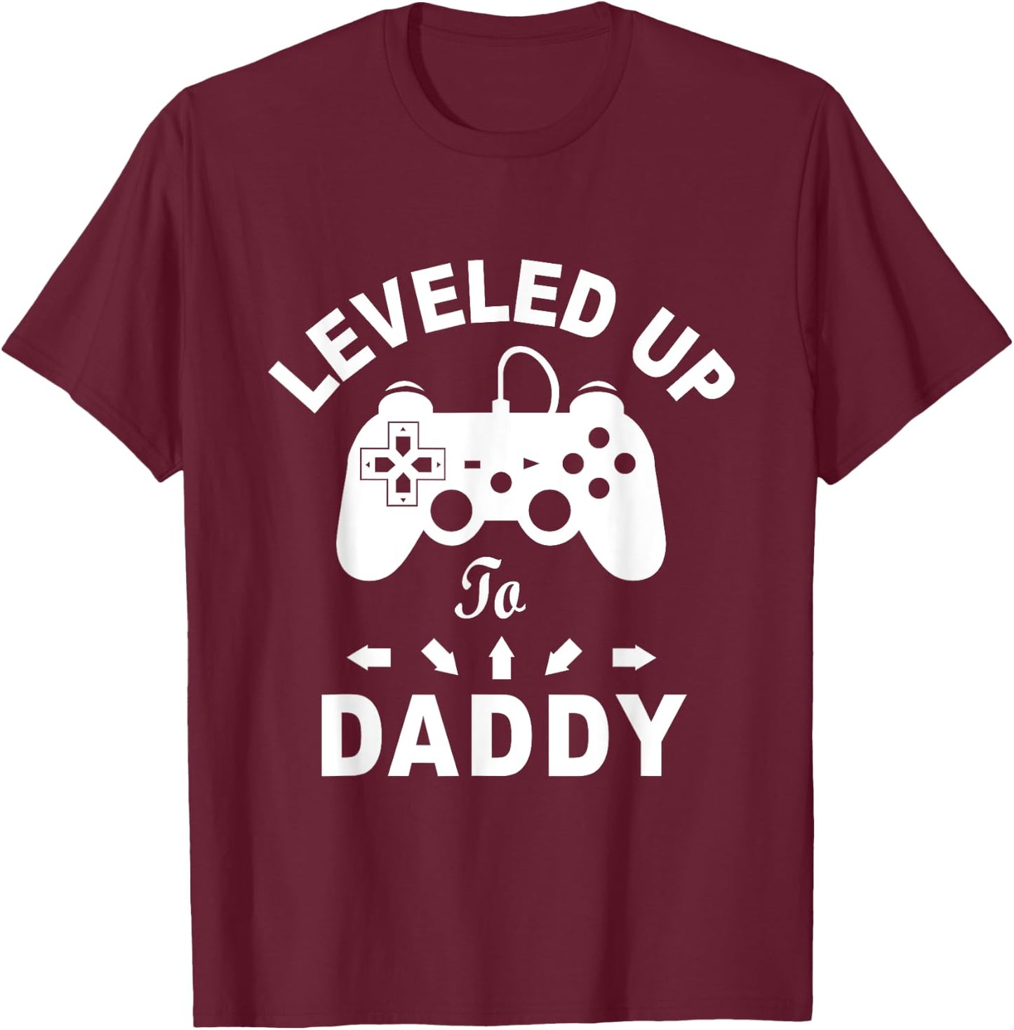 A And E Creative Men's Black Gamer Leveled Up To Daddy Video Game Dad T-Shirt - T-Shirt | Maroon