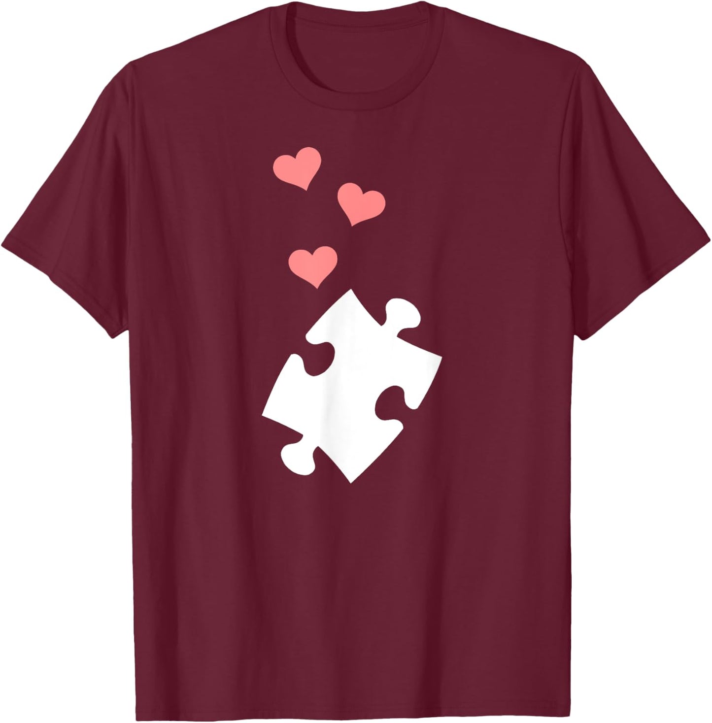Jigsaw puzzle piece hearts T-Shirt - T-Shirt | Maroon