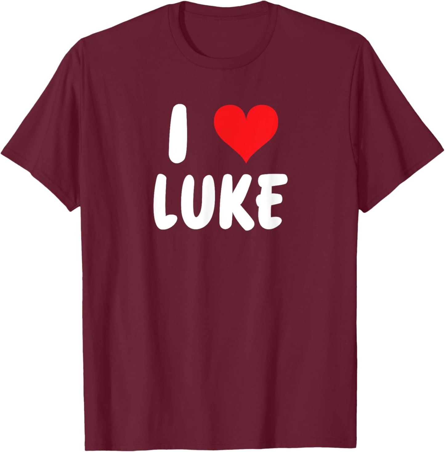 I Love Luke - Heart - Name T-Shirt - T-Shirt | Maroon