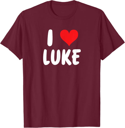 I Love Luke - Heart - Name T-Shirt - T-Shirt | Maroon