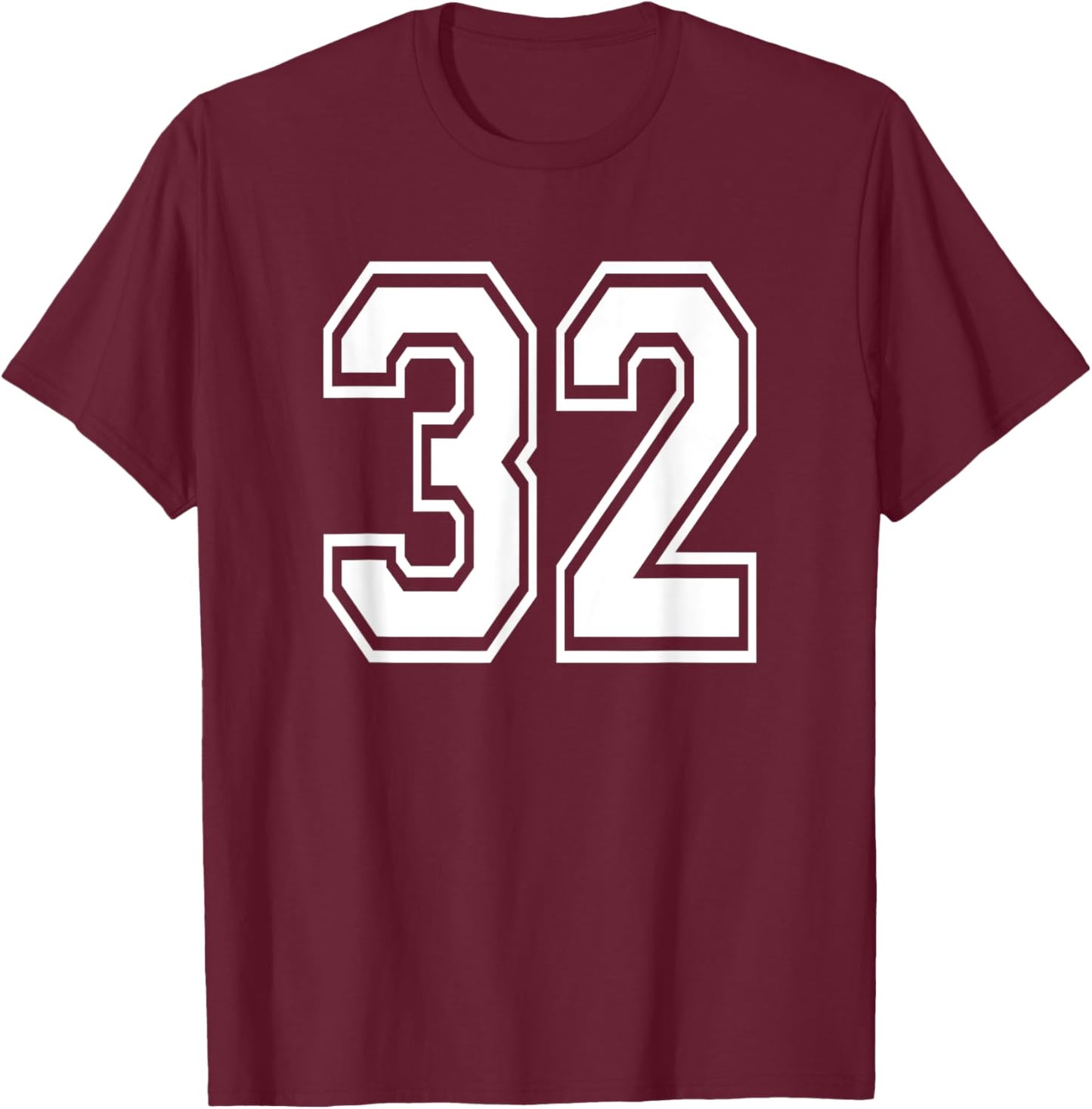 Number 32 Birthday Gift Sports Player Team Numbered Jersey T-Shirt - T-Shirt | Maroon