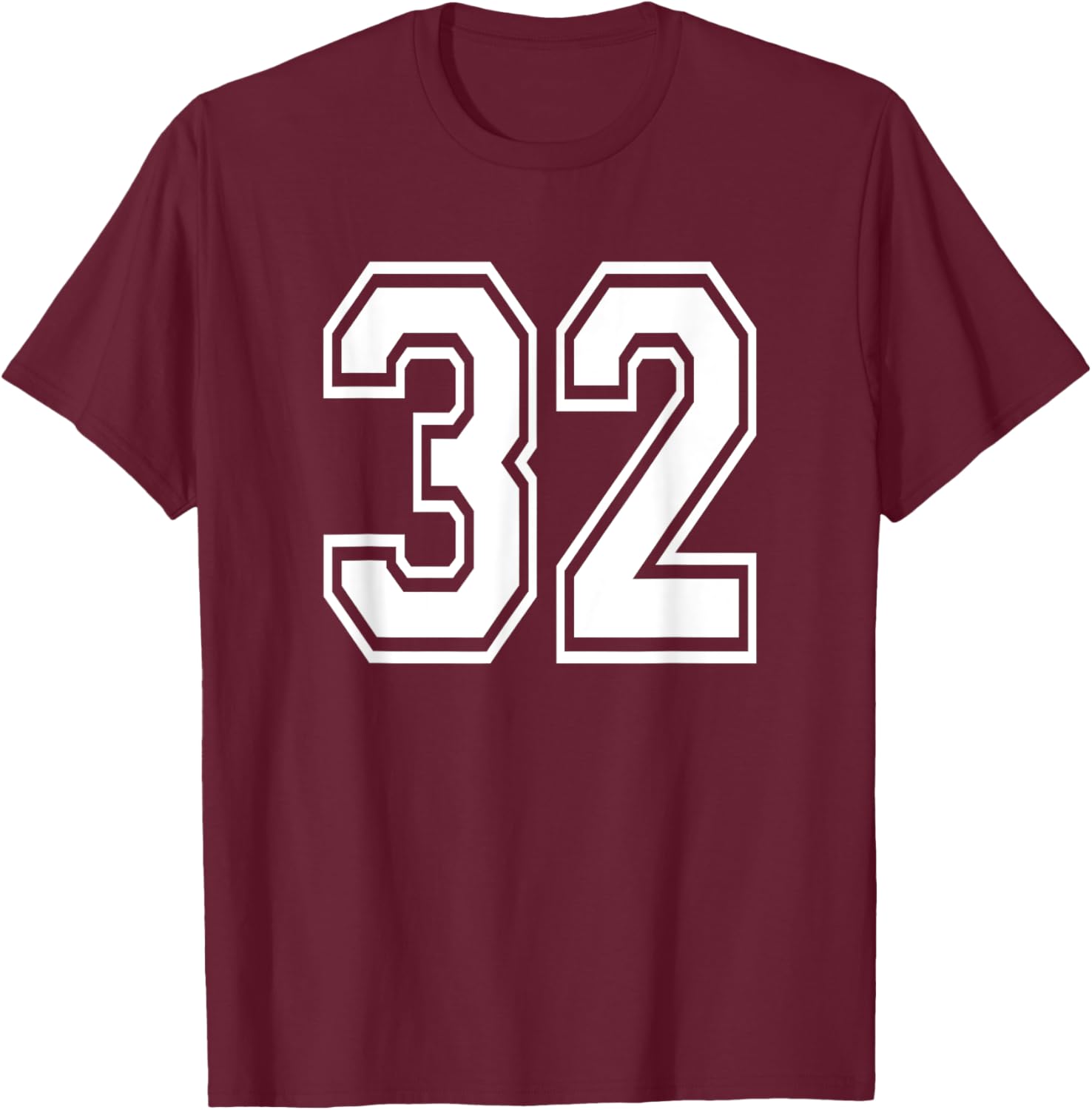 Number 32 Birthday Gift Sports Player Team Numbered Jersey T-Shirt - T-Shirt | Maroon