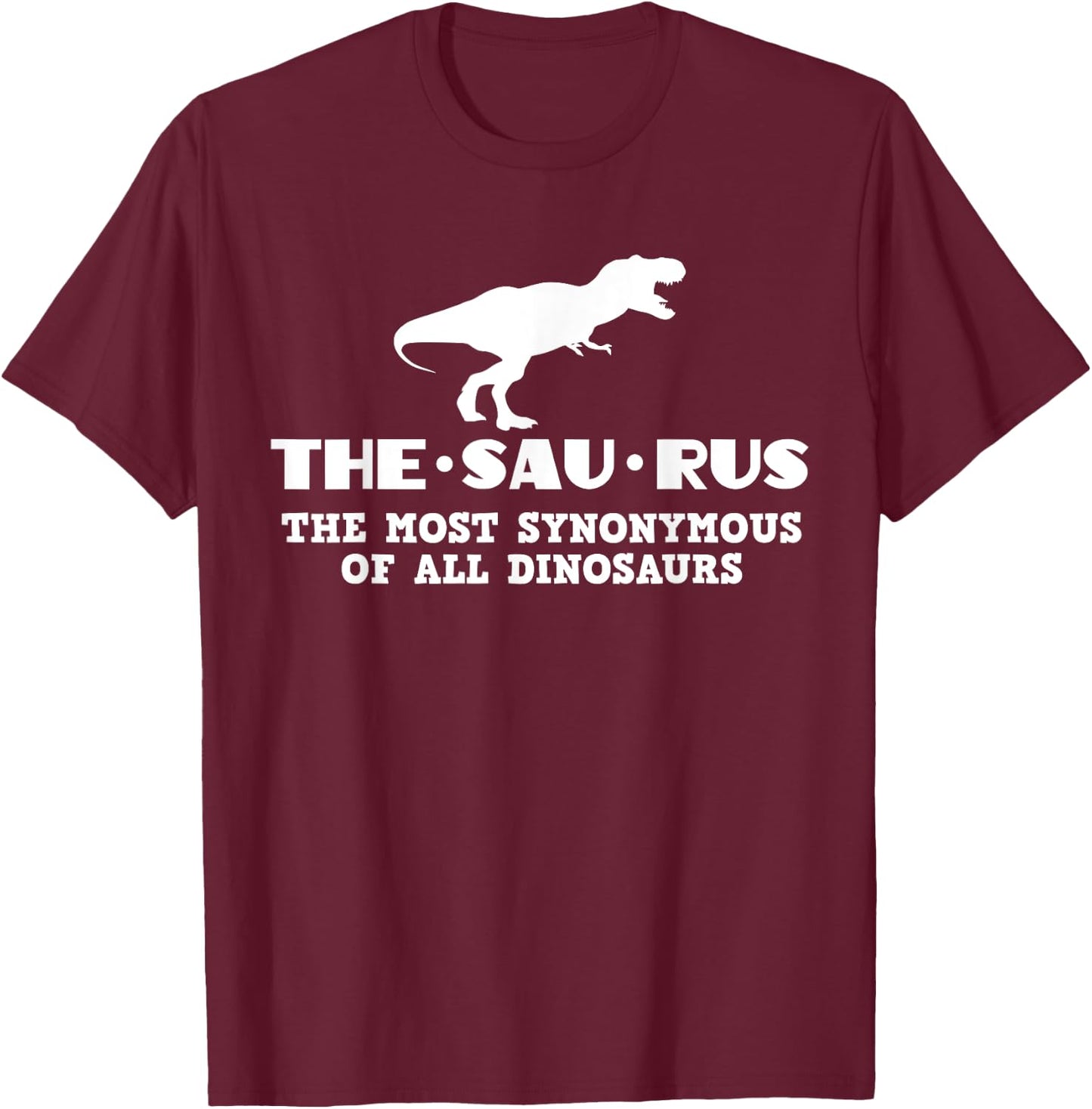 Funny Thesaurus Dinosaur Grammar Librarian Vocabulary T-Shirt - T-Shirt | Maroon