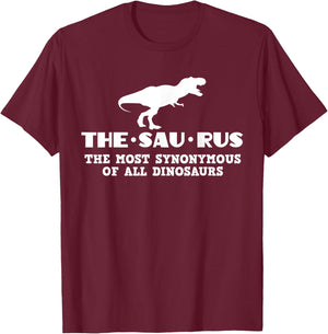 Funny Thesaurus Dinosaur Grammar Librarian Vocabulary T-Shirt - T-Shirt | Maroon