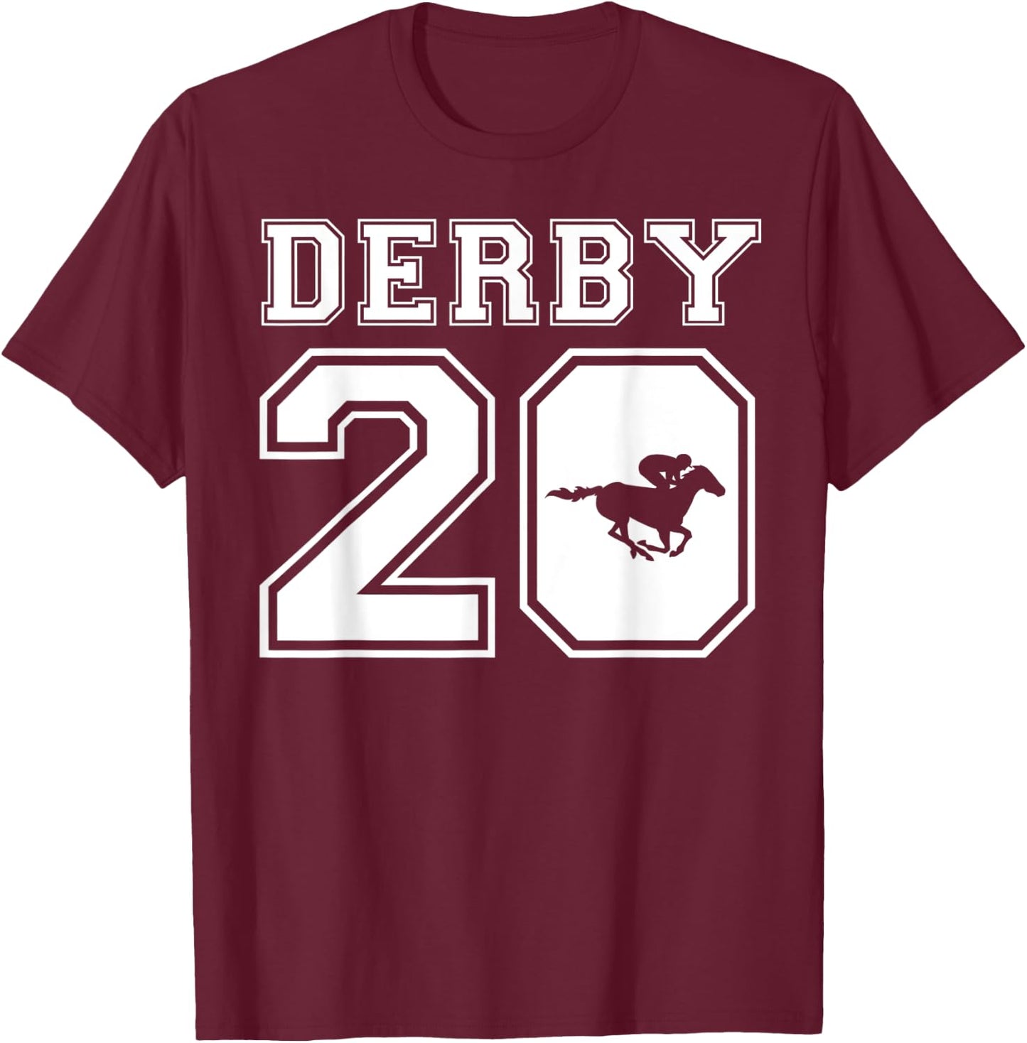 2020 Derby Jersey Style Graphic Horse Racing Jockey Design T-Shirt - T-Shirt | Maroon
