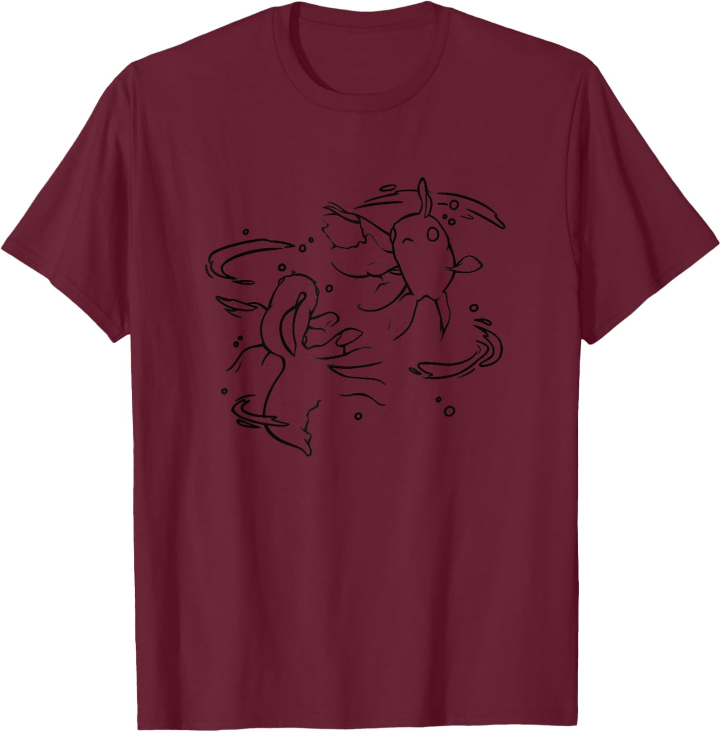 Japanese Koi Fish Clothes and Men Adults Grey Small Classic Fit Short Sleeve T-Shirt - T-Shirt | Maroon