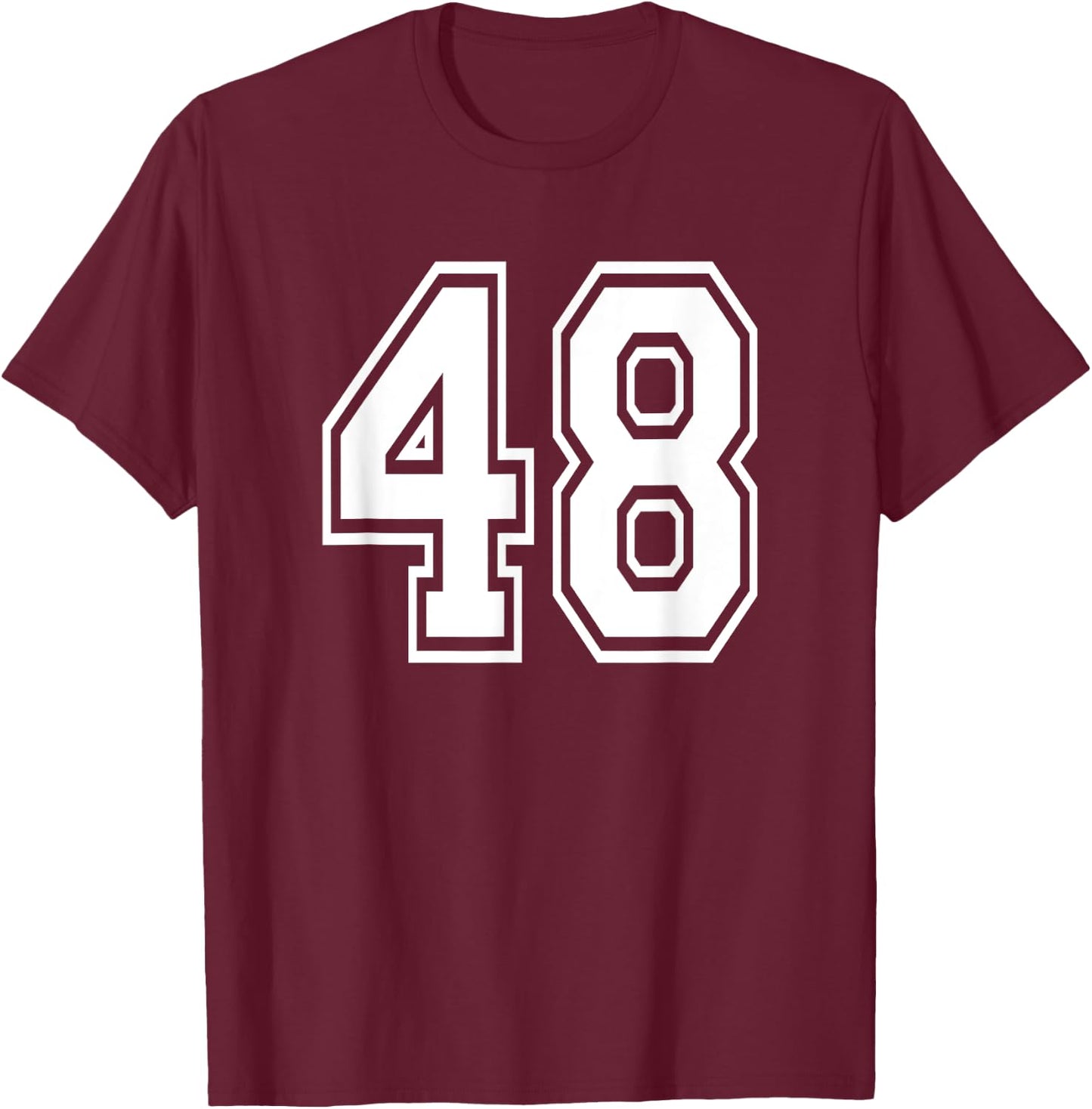 Number 48 Birthday Gift Sports Player Team Numbered Jersey T-Shirt - T-Shirt | Maroon