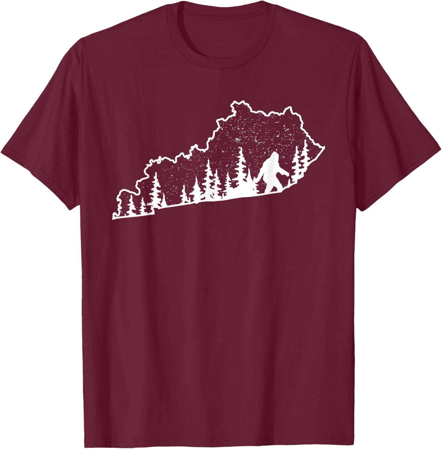Kentucky Bigfoot Sasquatch Silhouette State Pride Nature T-Shirt - T-Shirt | Maroon
