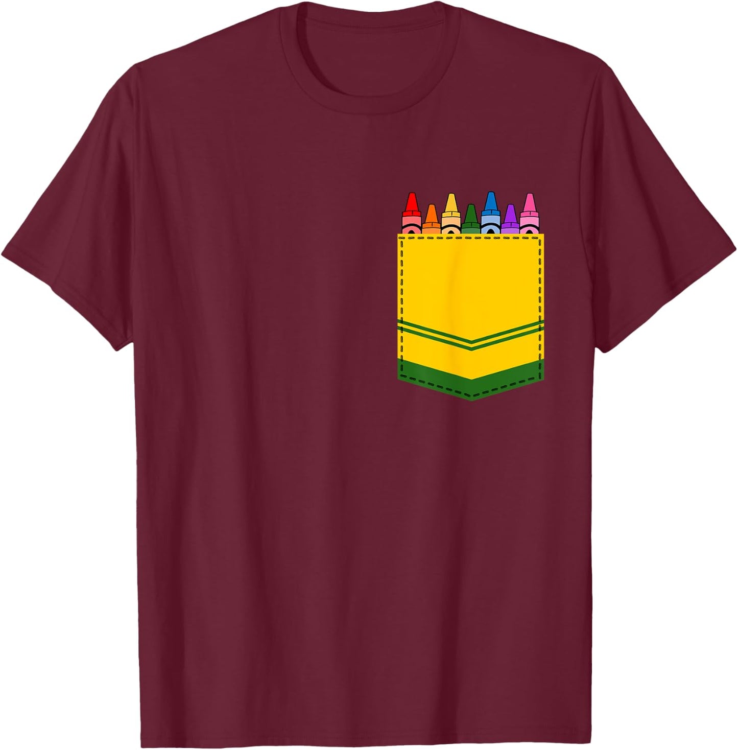 Crayon Box Pocket Teacher Gift Costume Men Women Kids T-Shirt - T-Shirt | Maroon