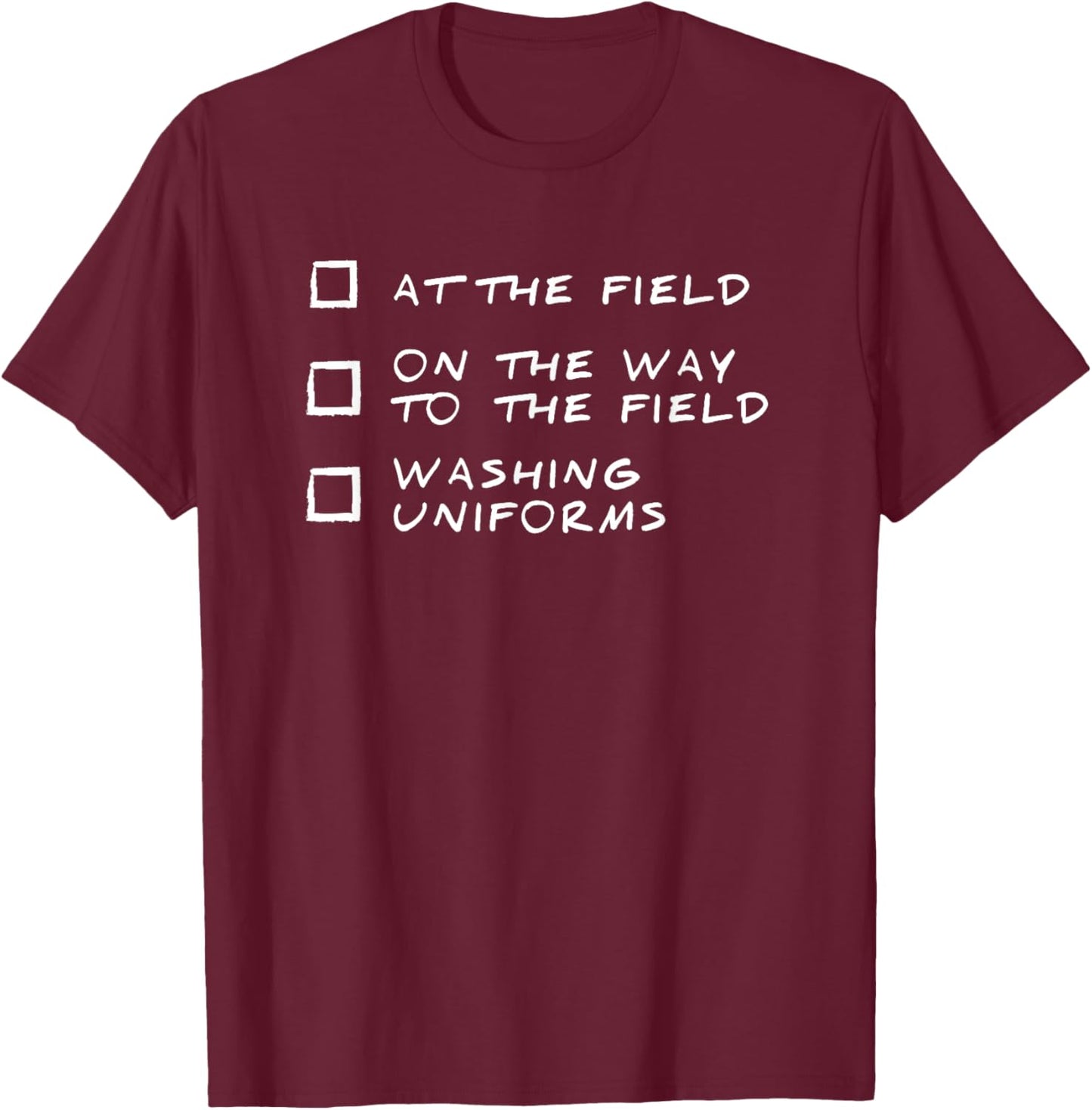 Funny Women Sports Mom Checklist Soccer Cheer Football T-Shirt - T-Shirt | Maroon