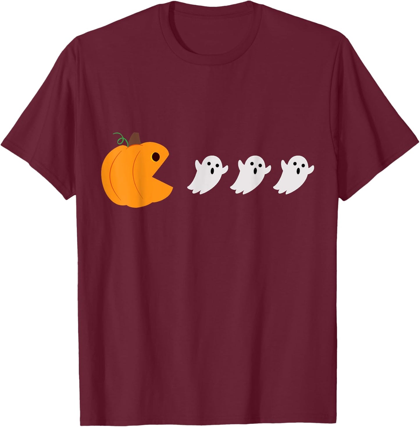 Pumpkin Ghost Retro Video Game Costume Funny Halloween Gifts T-Shirt - T-Shirt | Maroon