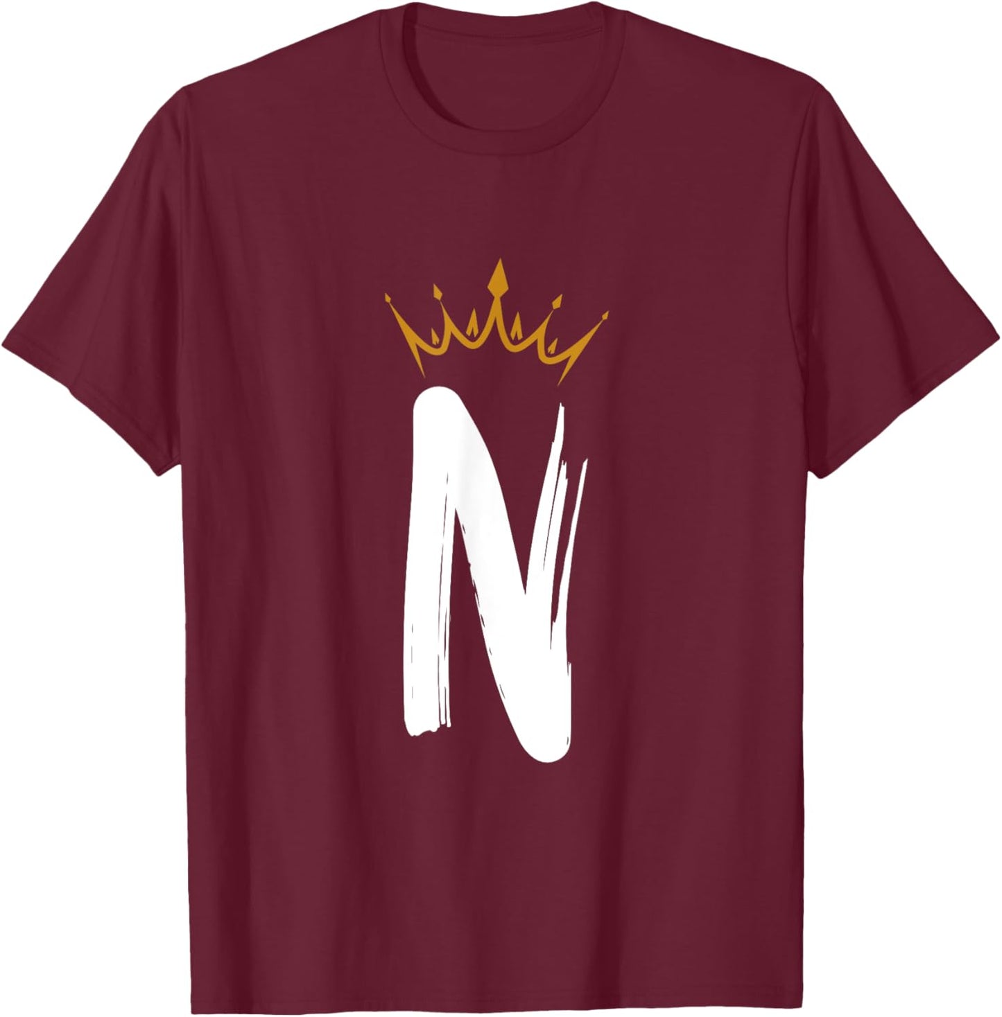 Queen King Letter N - Favorite Letter With Crown Alphabet T-Shirt - T-Shirt | Maroon