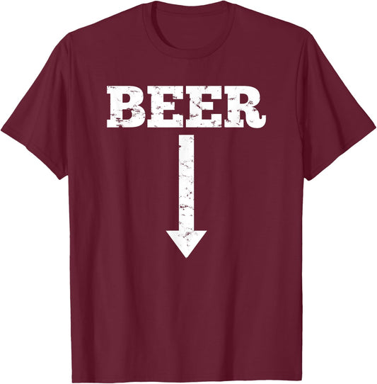 Beer Arrow Pregnant Gift Baby Announcement Dad To Be T-Shirt - T-Shirt | Maroon