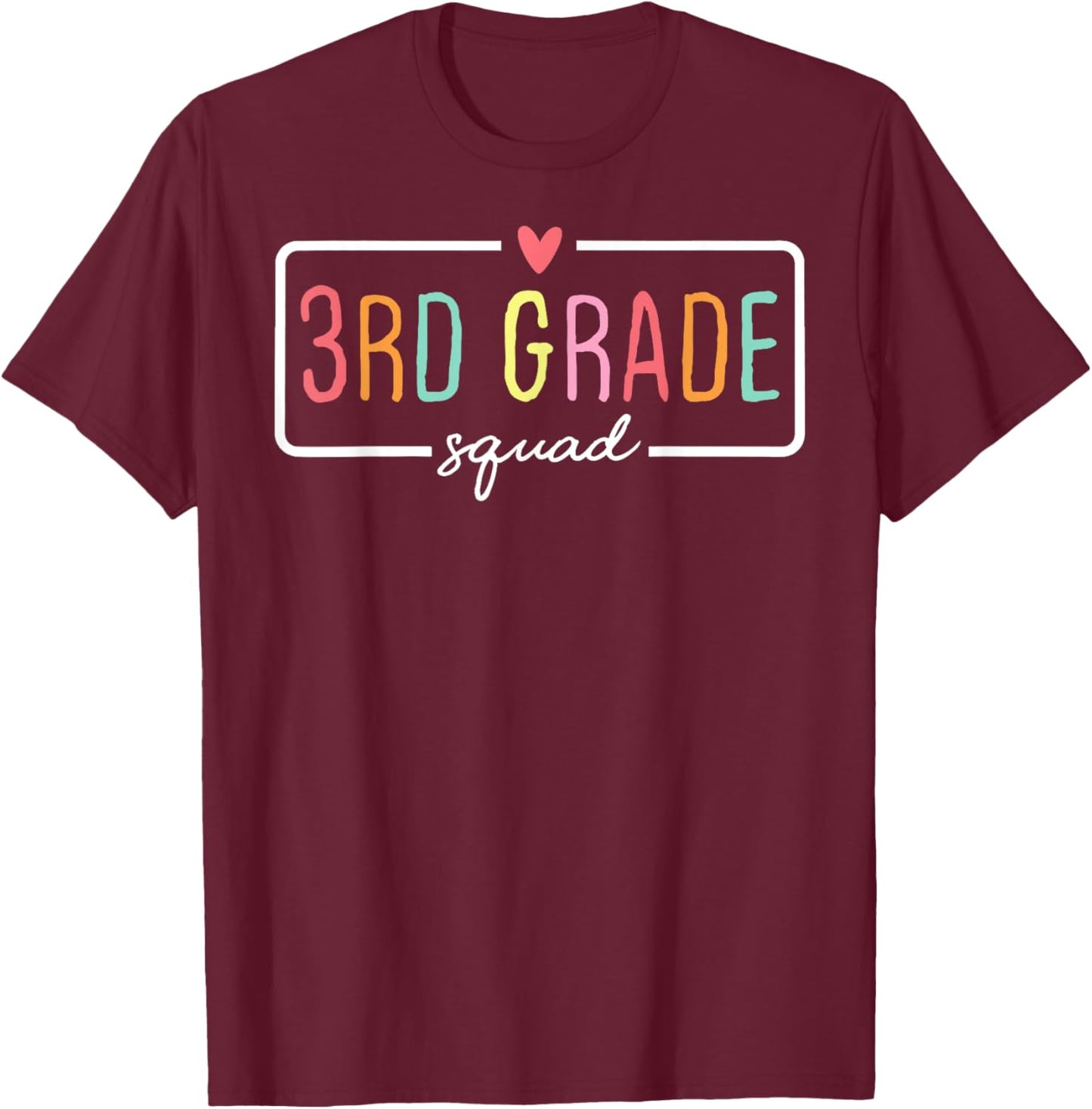 3rd Grade Team Crew Third Grade Squad Back To School Teacher Women Girls Kids T-Shirt - T-Shirt | Maroon