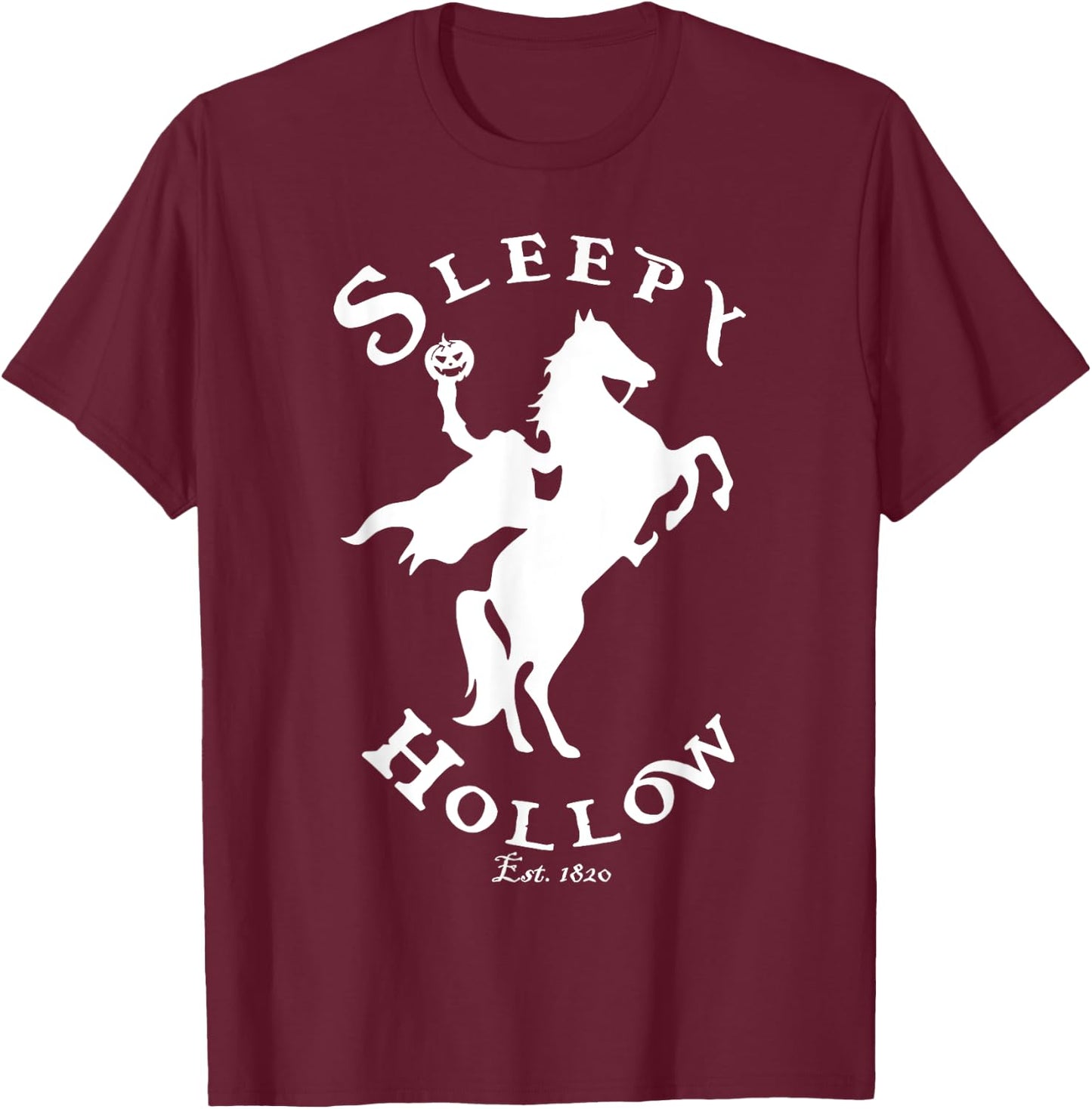Vintage Headless.Horseman Halloween Sleepy Hollow Est 1820 T-Shirt - T-Shirt | Maroon