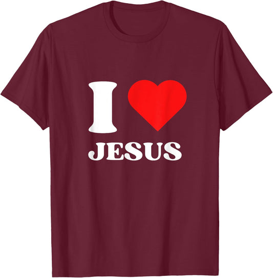 I Love Jesus I Heart Jesus Y2k Aesthetic Red Heart Christian T-Shirt - T-Shirt | Maroon