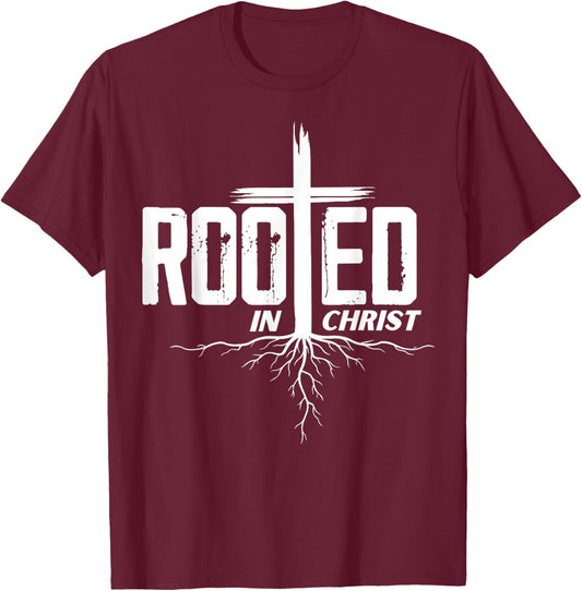 Rooted in Christ Christian Bible Men's Women's Kid's T-Shirt - T-Shirt | Maroon
