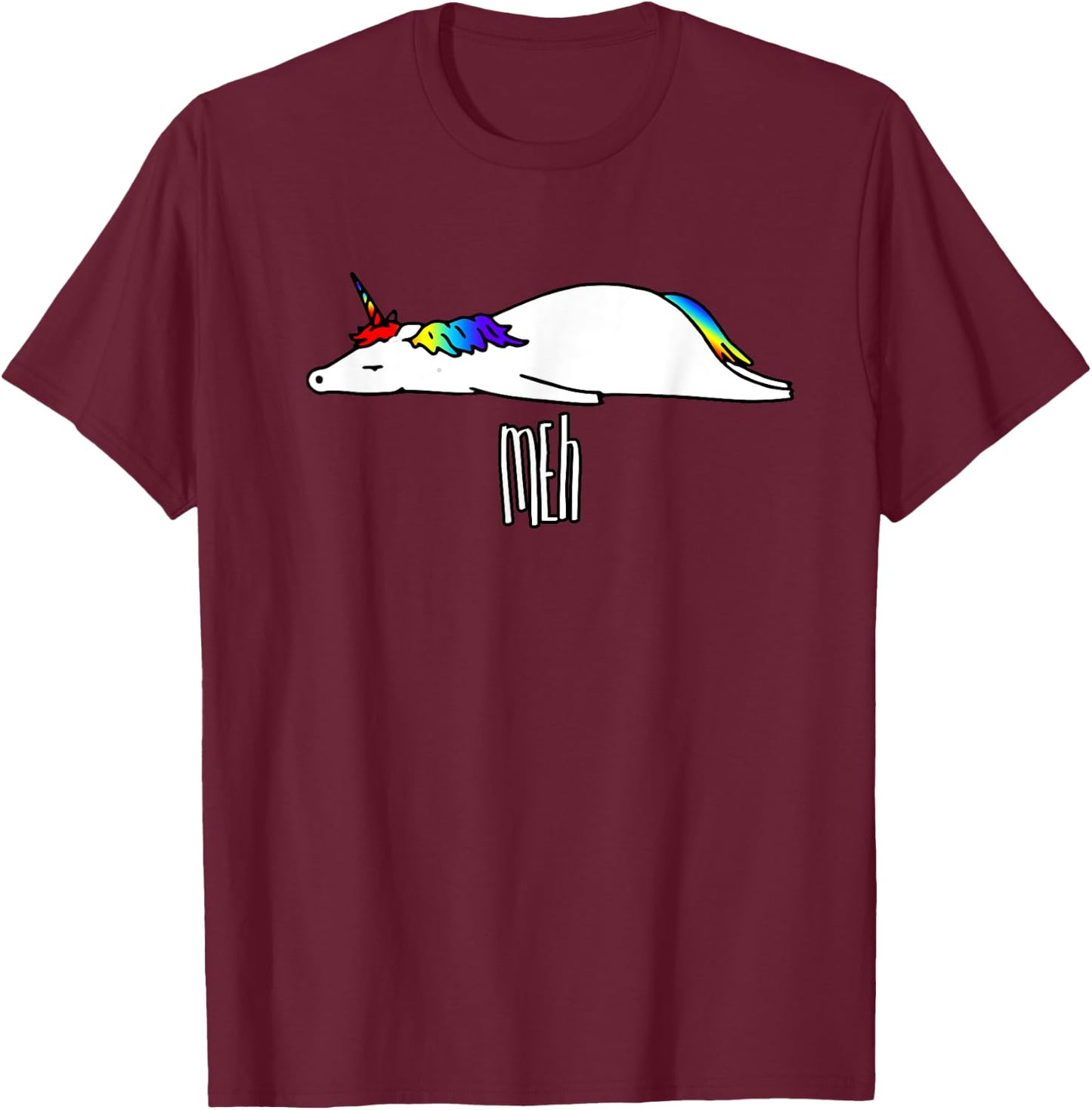 Funny unicorn meh design T-Shirt - T-Shirt | Maroon