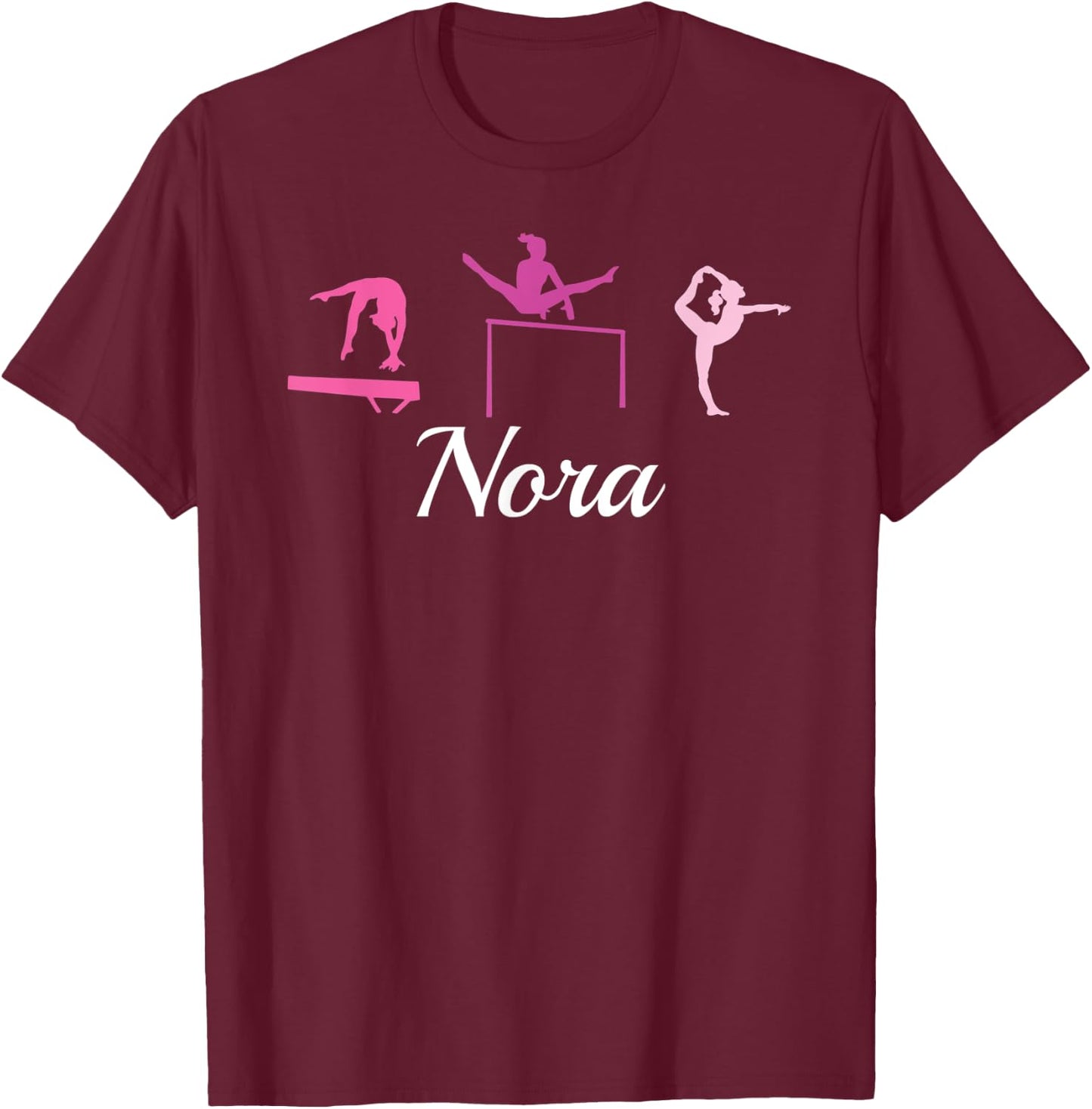 Nora Name Gift Personalized Gymnastics T-Shirt - T-Shirt | Maroon