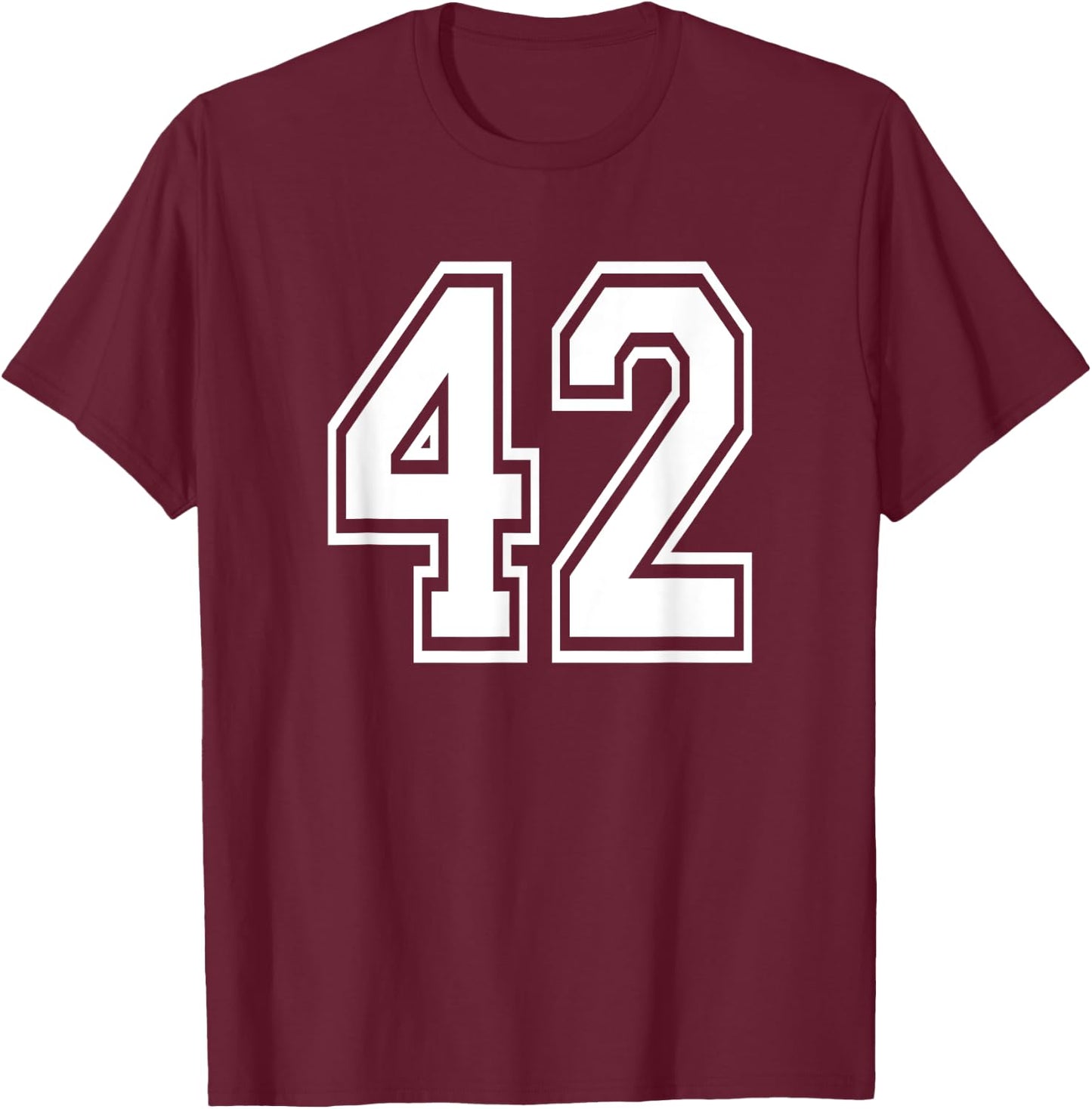 Number 42 Birthday Gift Sports Player Team Numbered Jersey T-Shirt - T-Shirt | Maroon