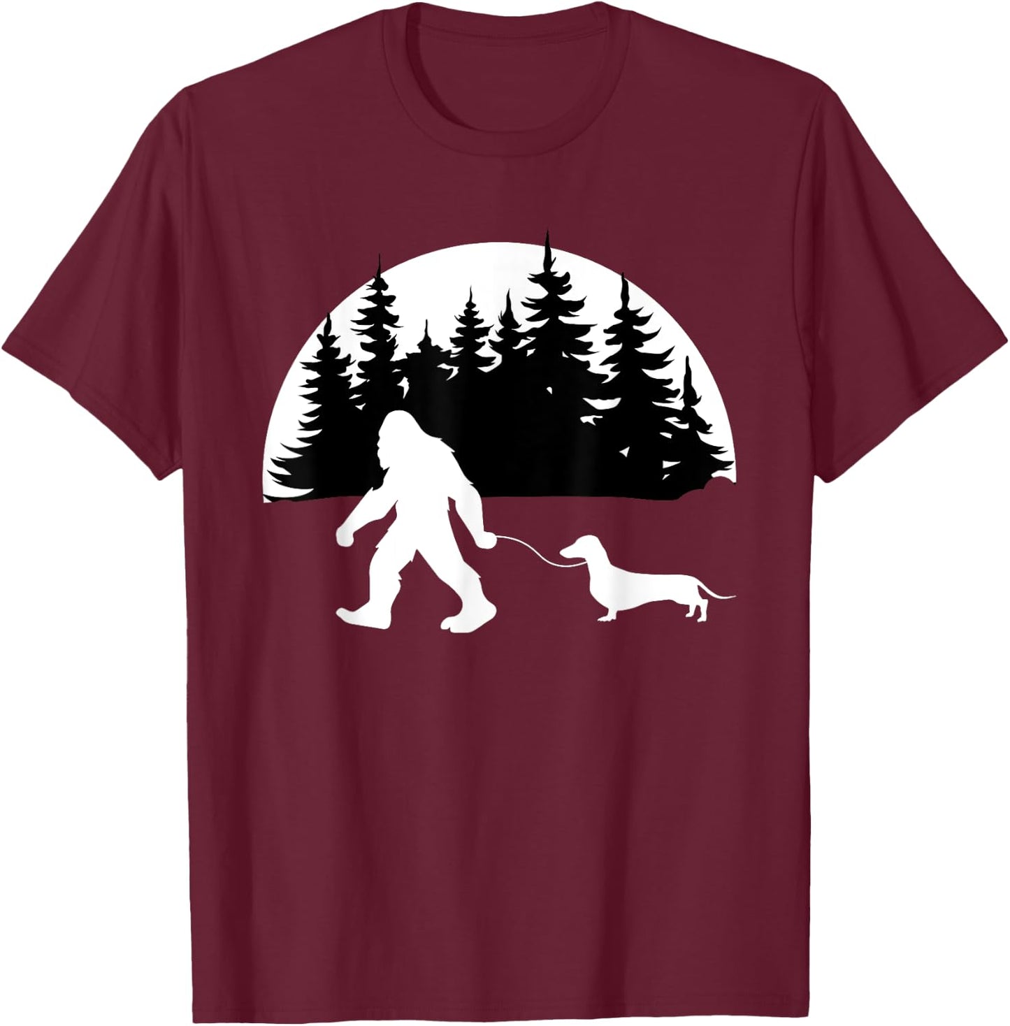 Funny Sasquatch Costume Wiener Dog Bigfoot Walking Dachshund Men Women Kids T-Shirt - T-Shirt | Maroon